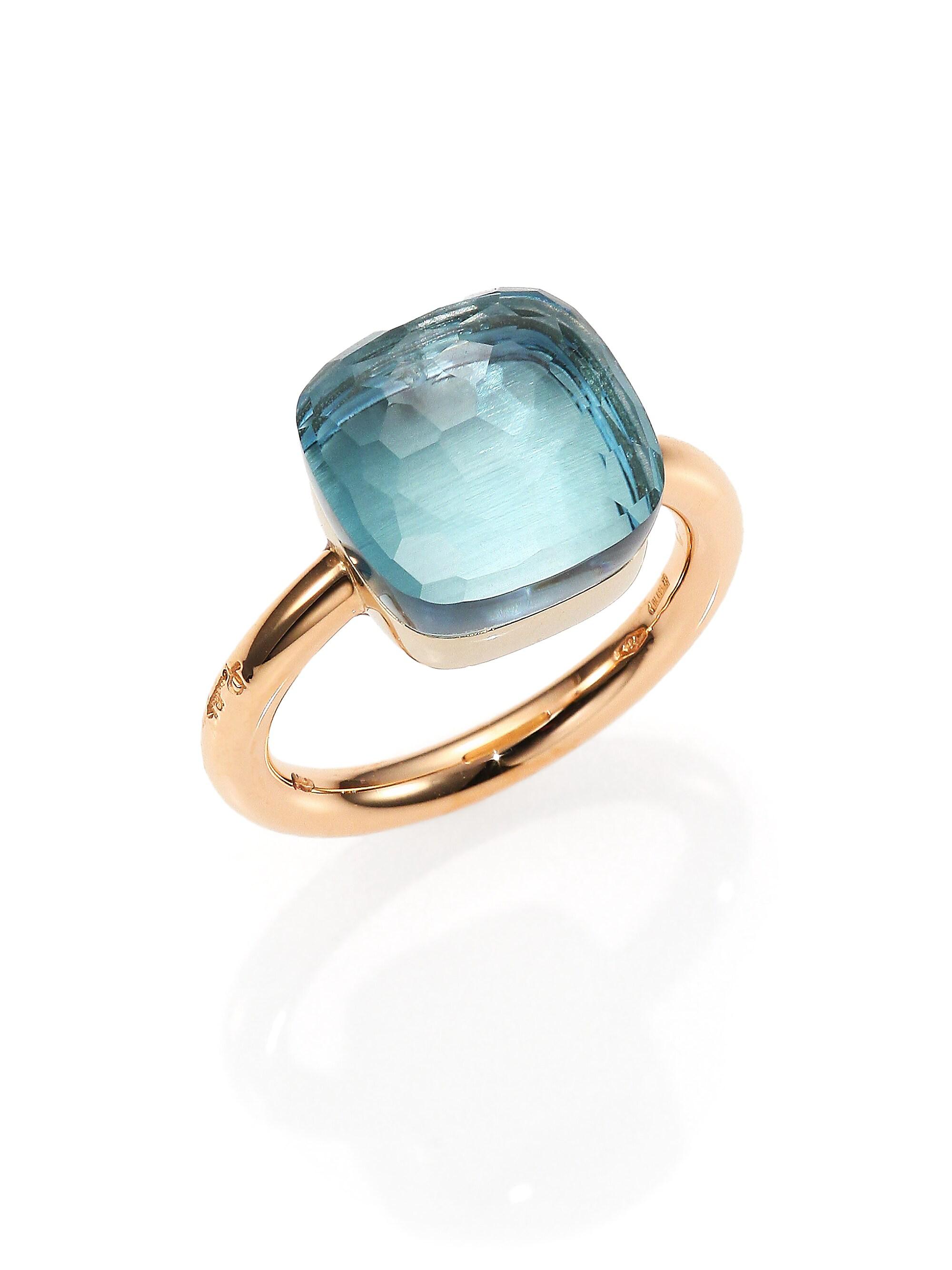 Pomellato Women's Nudo 18K Rose Gold & Blue Topaz Square Ring - Rose Gold