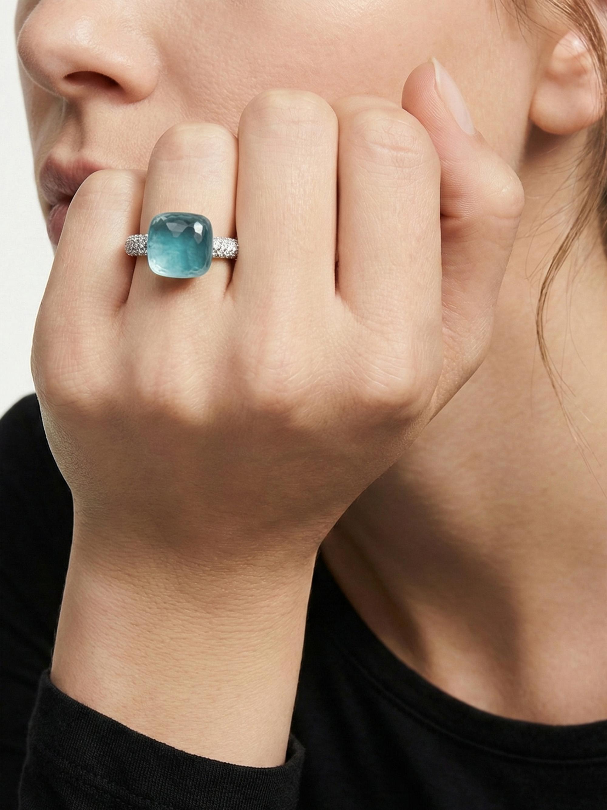 Pomellato Women's Nudo Two-Tone 18K Gold, Sky Blue Topaz & 0.0 TCW Diamond Ring - Rose White Gold | Thumbnail 2