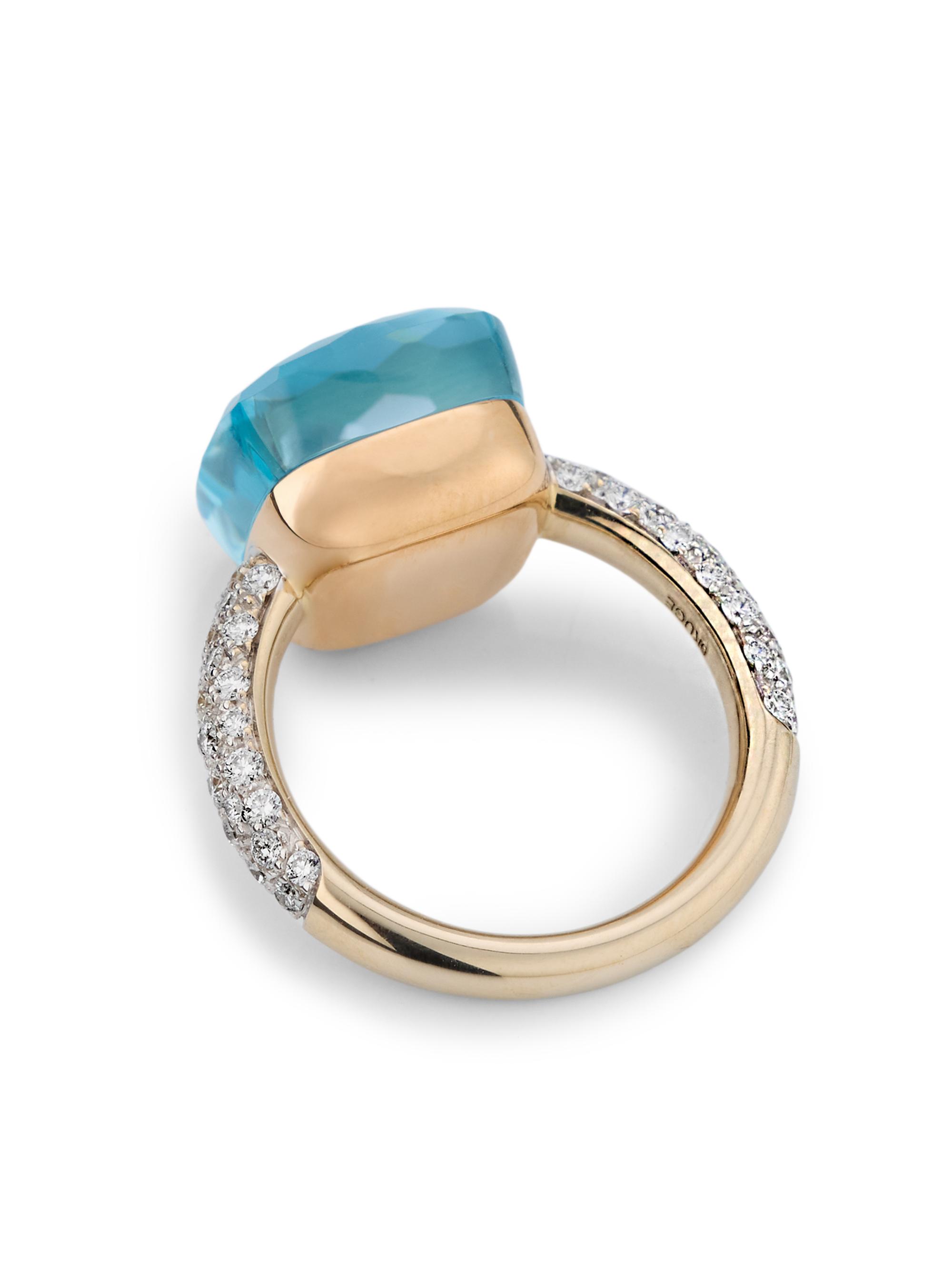 Pomellato Women's Nudo Two-Tone 18K Gold, Sky Blue Topaz & 0.0 TCW Diamond Ring - Rose White Gold | Thumbnail 3