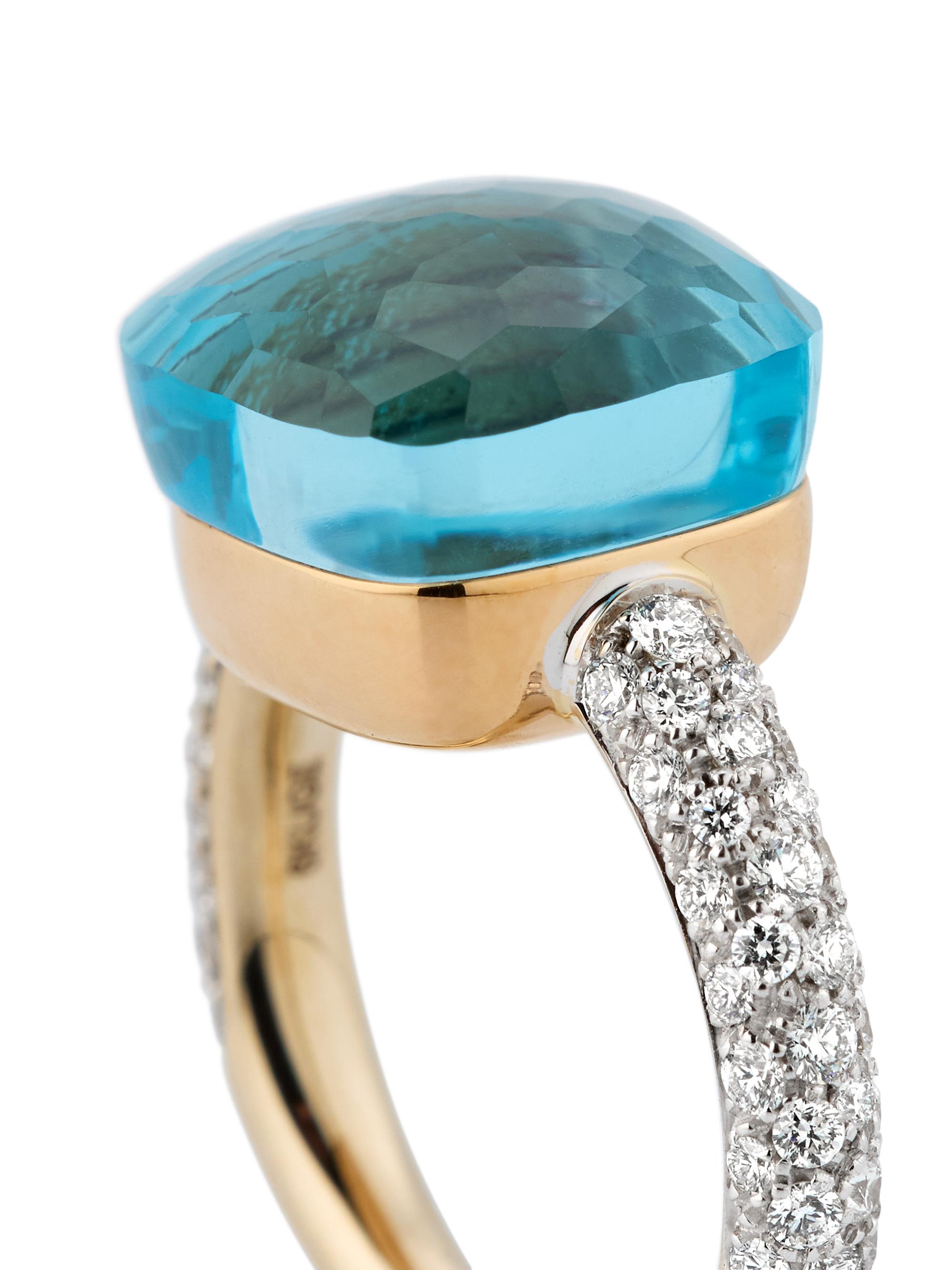 Pomellato Women's Nudo Two-Tone 18K Gold, Sky Blue Topaz & 0.0 TCW Diamond Ring - Rose White Gold | Thumbnail 4