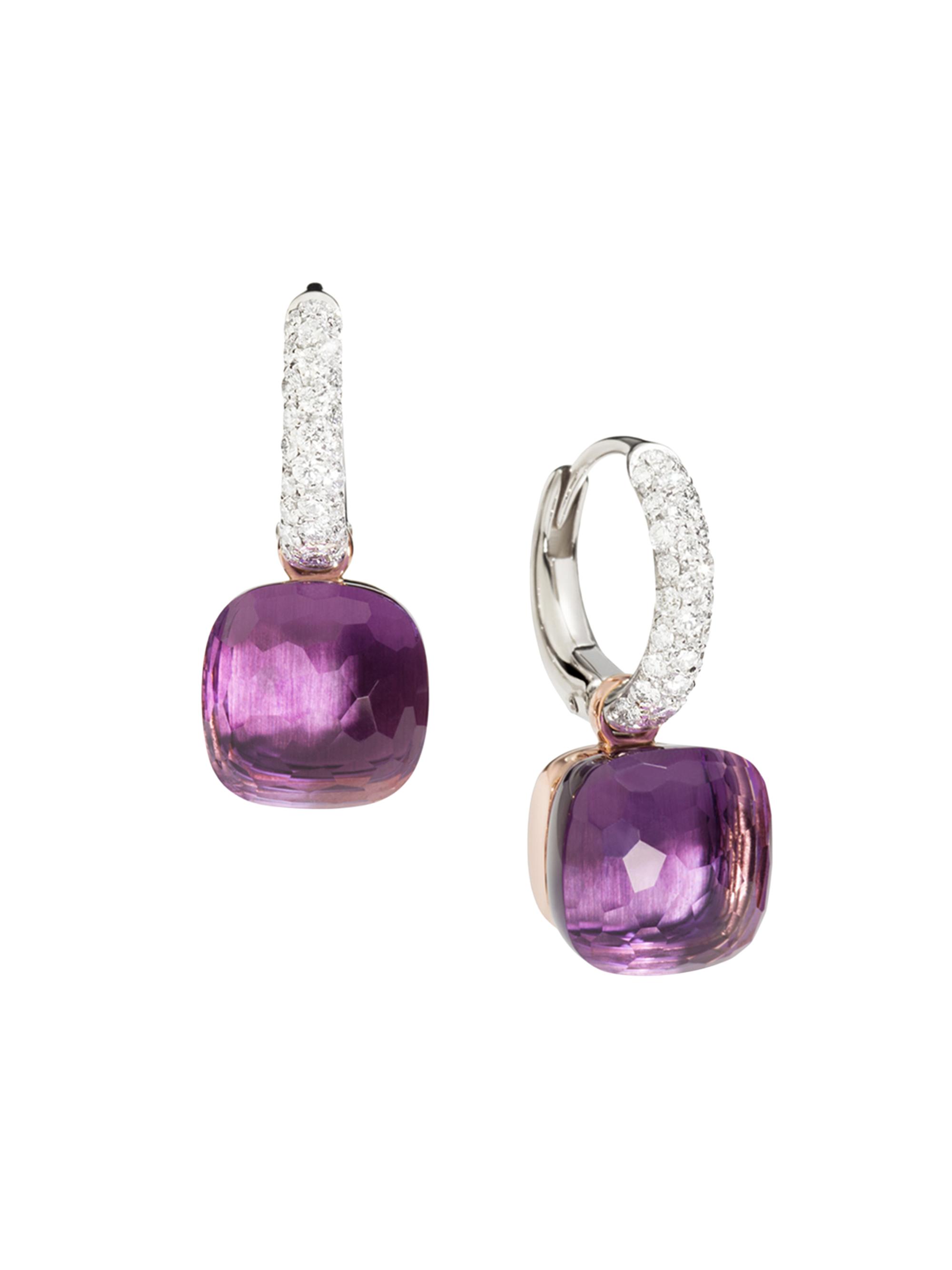 Pomellato Women's Nudo Two-Tone 18K Gold, Amethyst, & Diamond Drop Earrings - Amethyst
