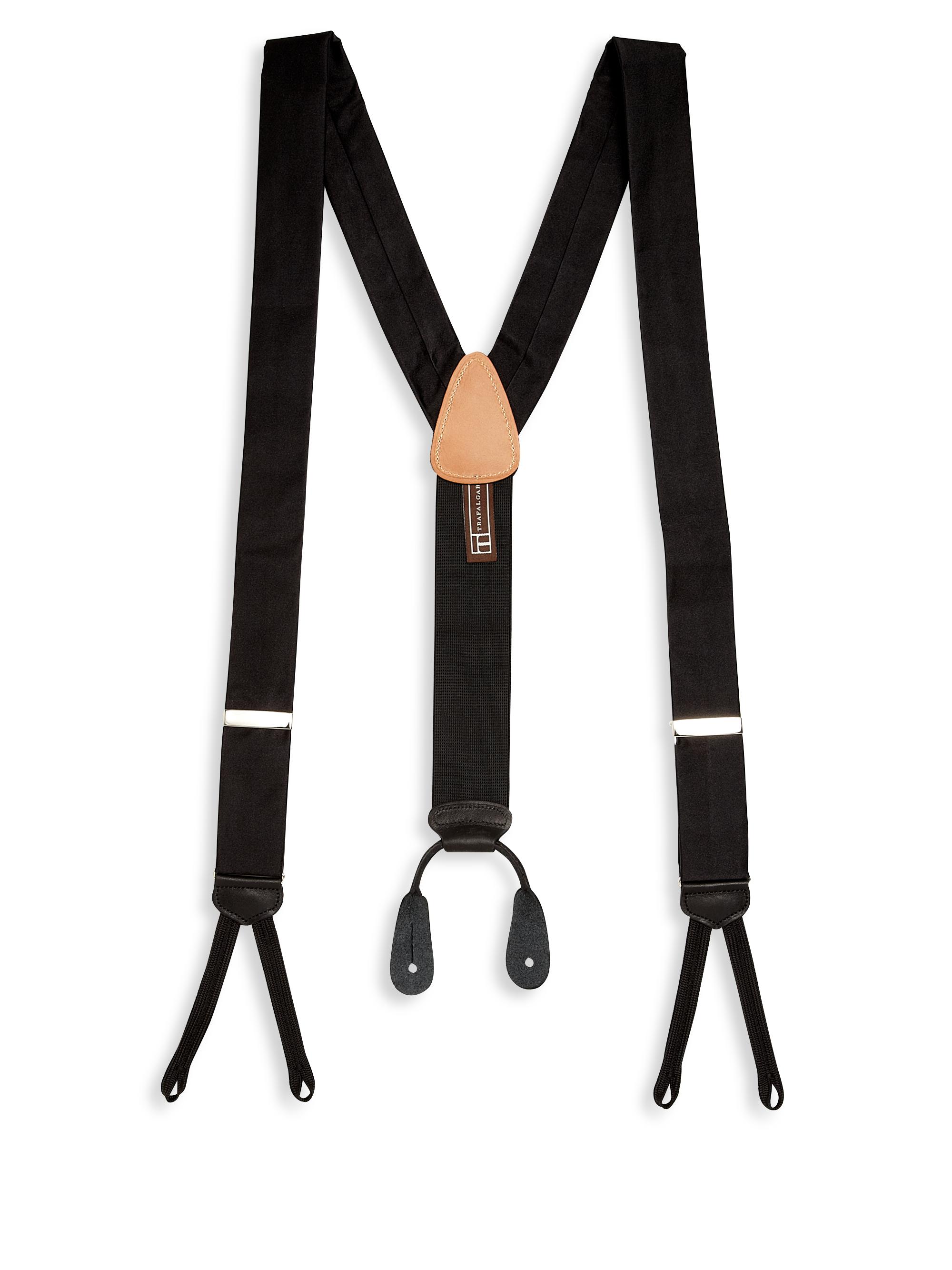Trafalgar Men's Formal Kington Silk Braces - Black