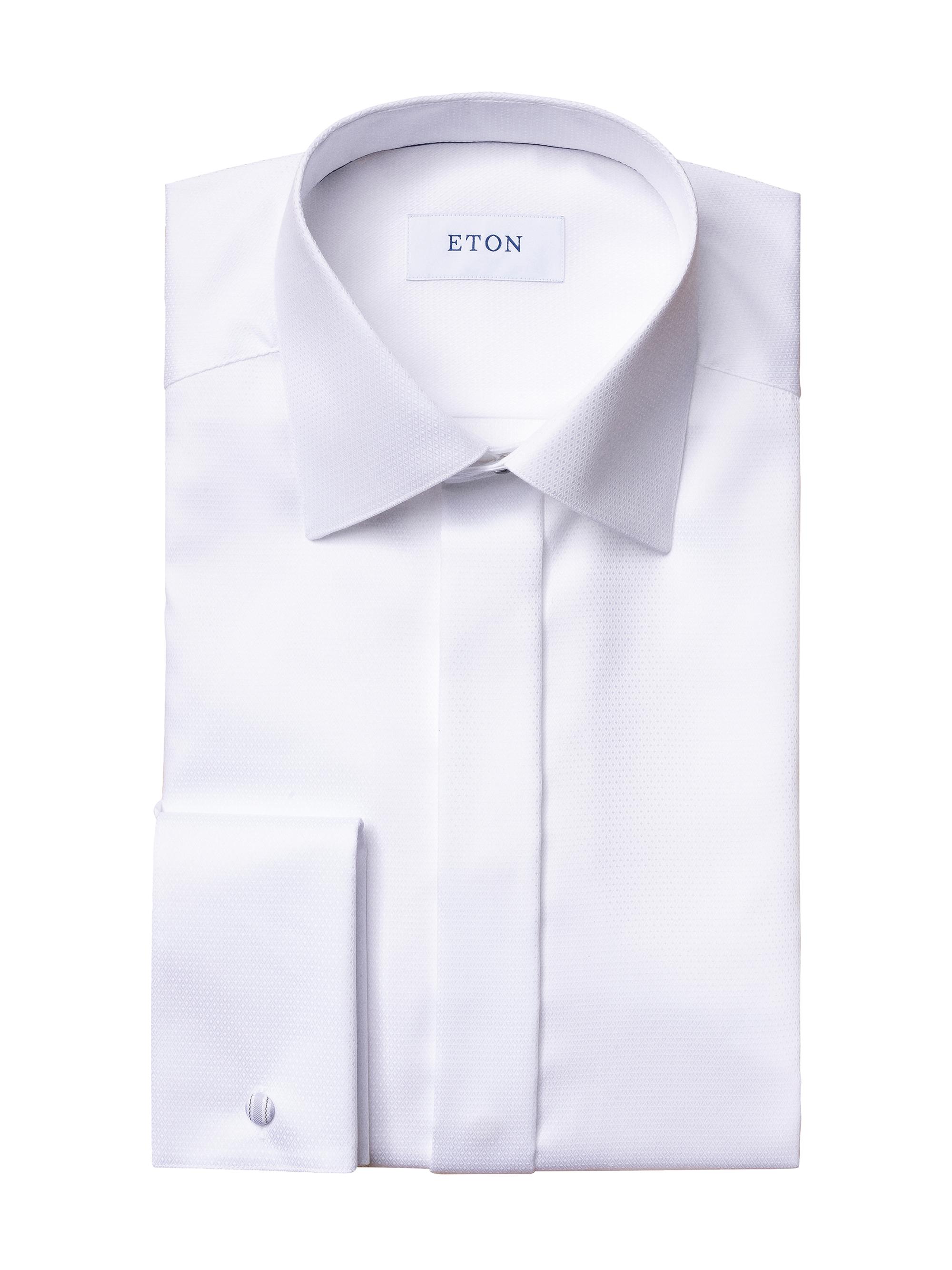 Eton Men's Contemporary Fit Diamond Weave Formal Shirt - White