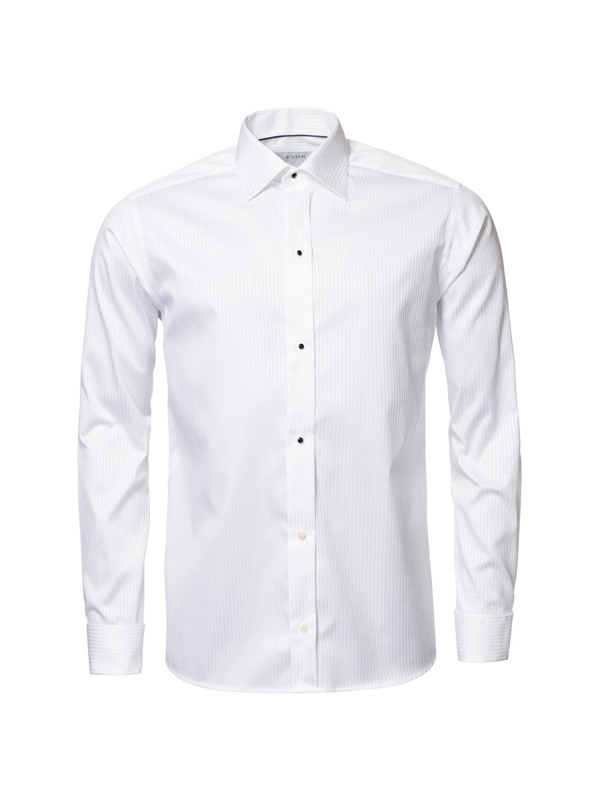 satin stripe dress shirt Slim-Fit Striped Silk-Satin Shirt - blue