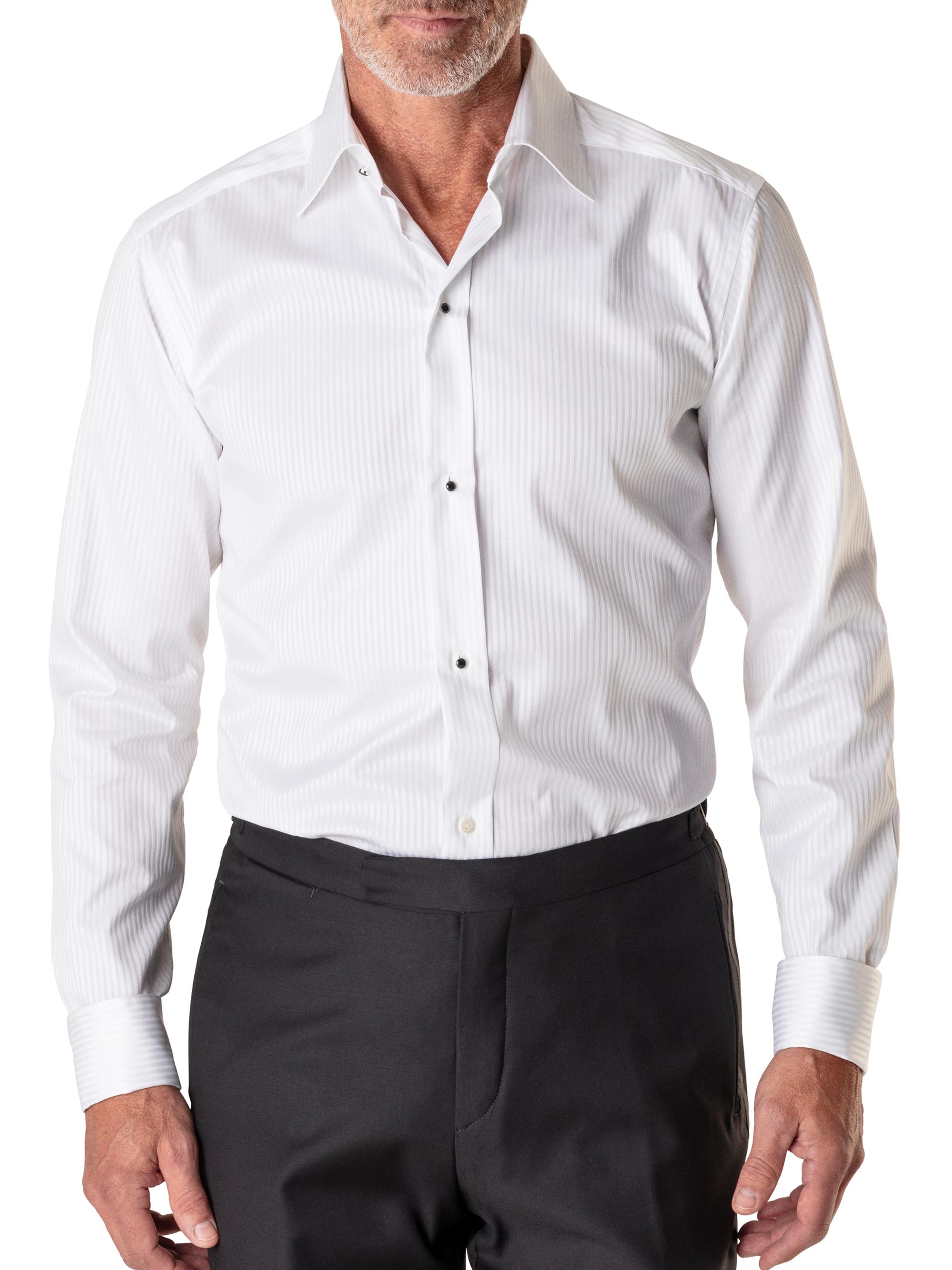 satin stripe dress shirt Men's 100% Mulberry Silk Satin Long Sleeve Gold & White Stripe Dress Shirt