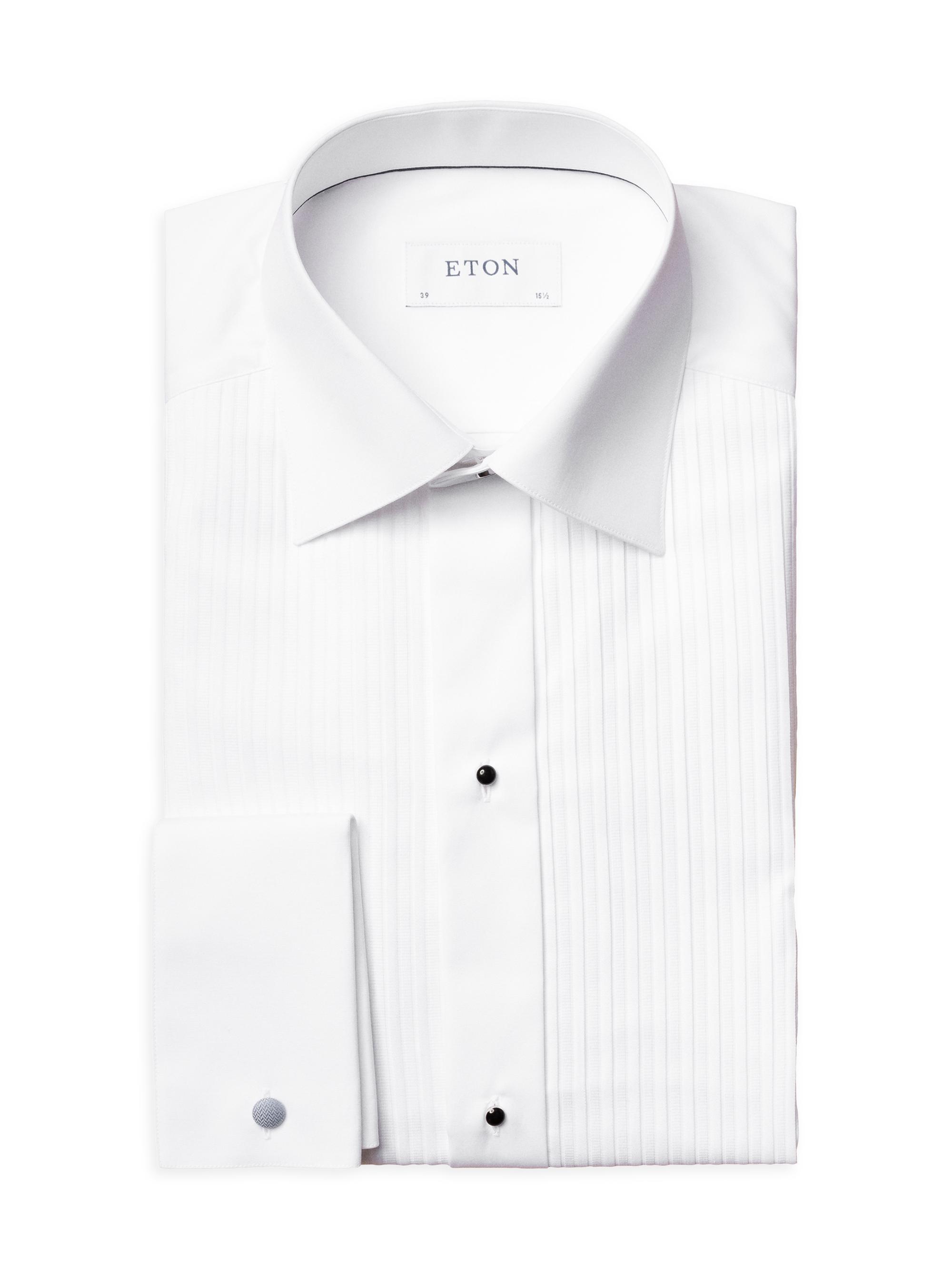 Eton Men's Contemporary-Fit Pleated Bib Dress Shirt - White