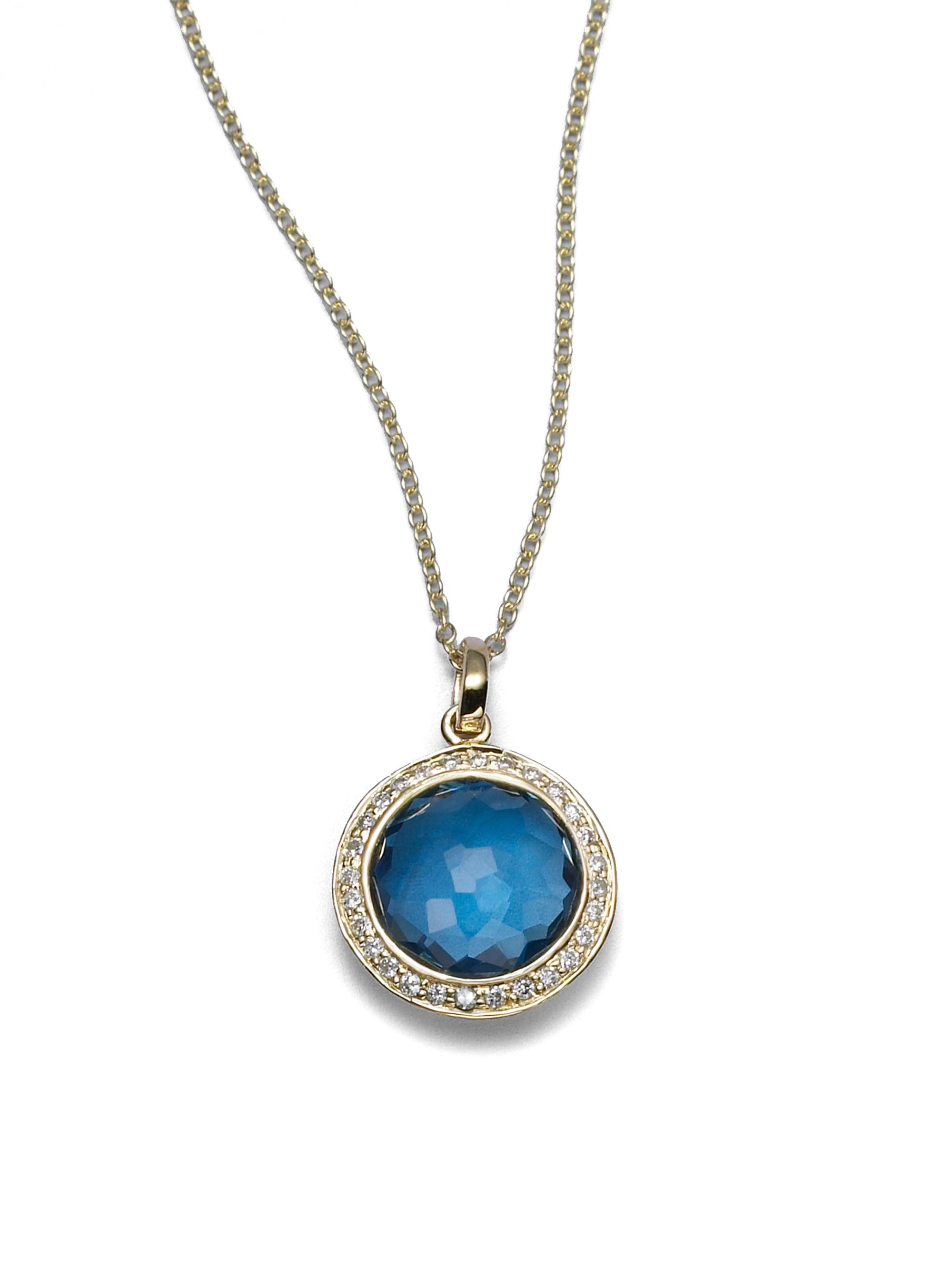 Ippolita Women's Lollipop  18K Yellow Gold, London Blue Topaz & Diamond Pendant Necklace - Gold