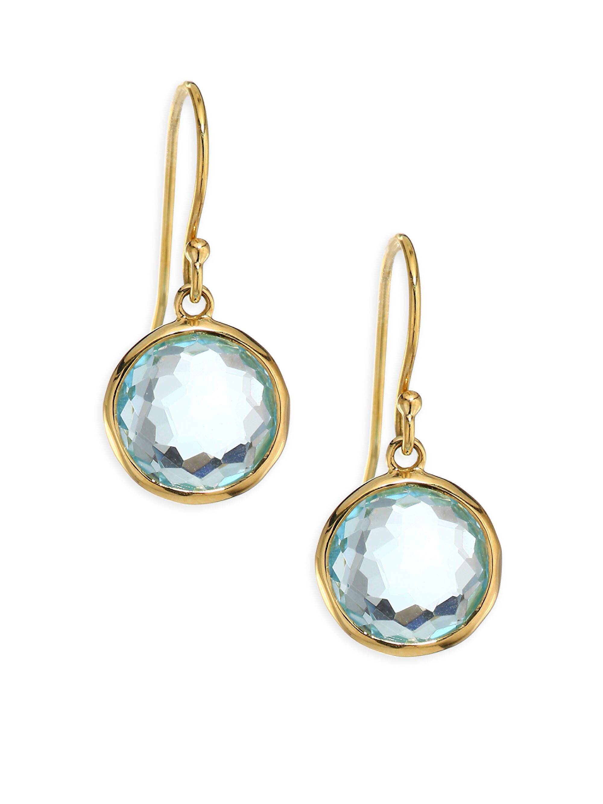 Ippolita Women's Lollipop 18K Yellow Gold & Blue Topaz  Drop Earrings - Blue Gold