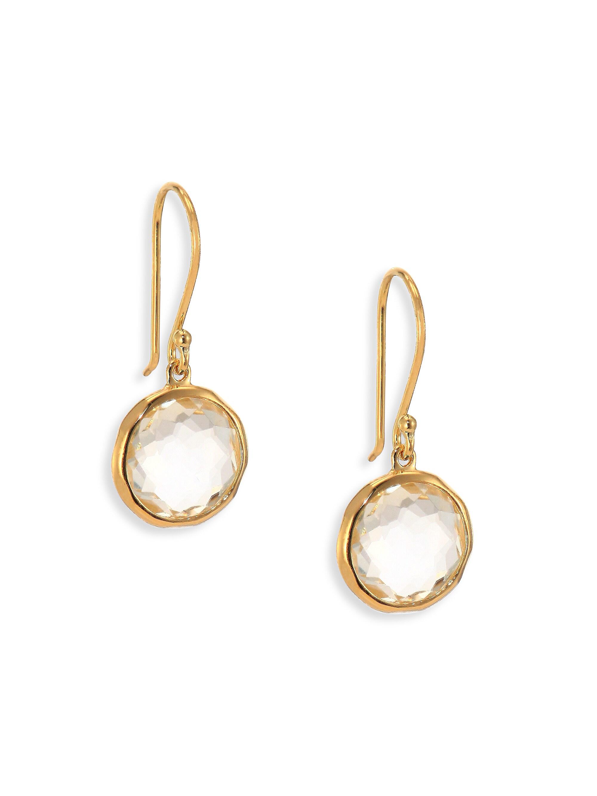 Ippolita Women's Lollipop 18K Yellow Gold & Clear Quartz Mini Drop Earrings - Quartz Gold