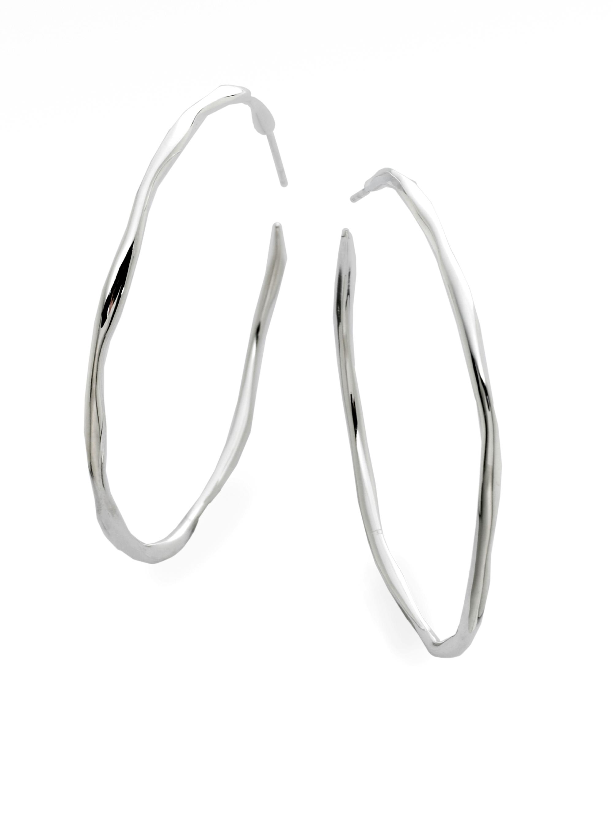 Ippolita Women's Glamazon Scultura Sterling Silver Squiggle #4 Hoop Earrings/2" - Silver