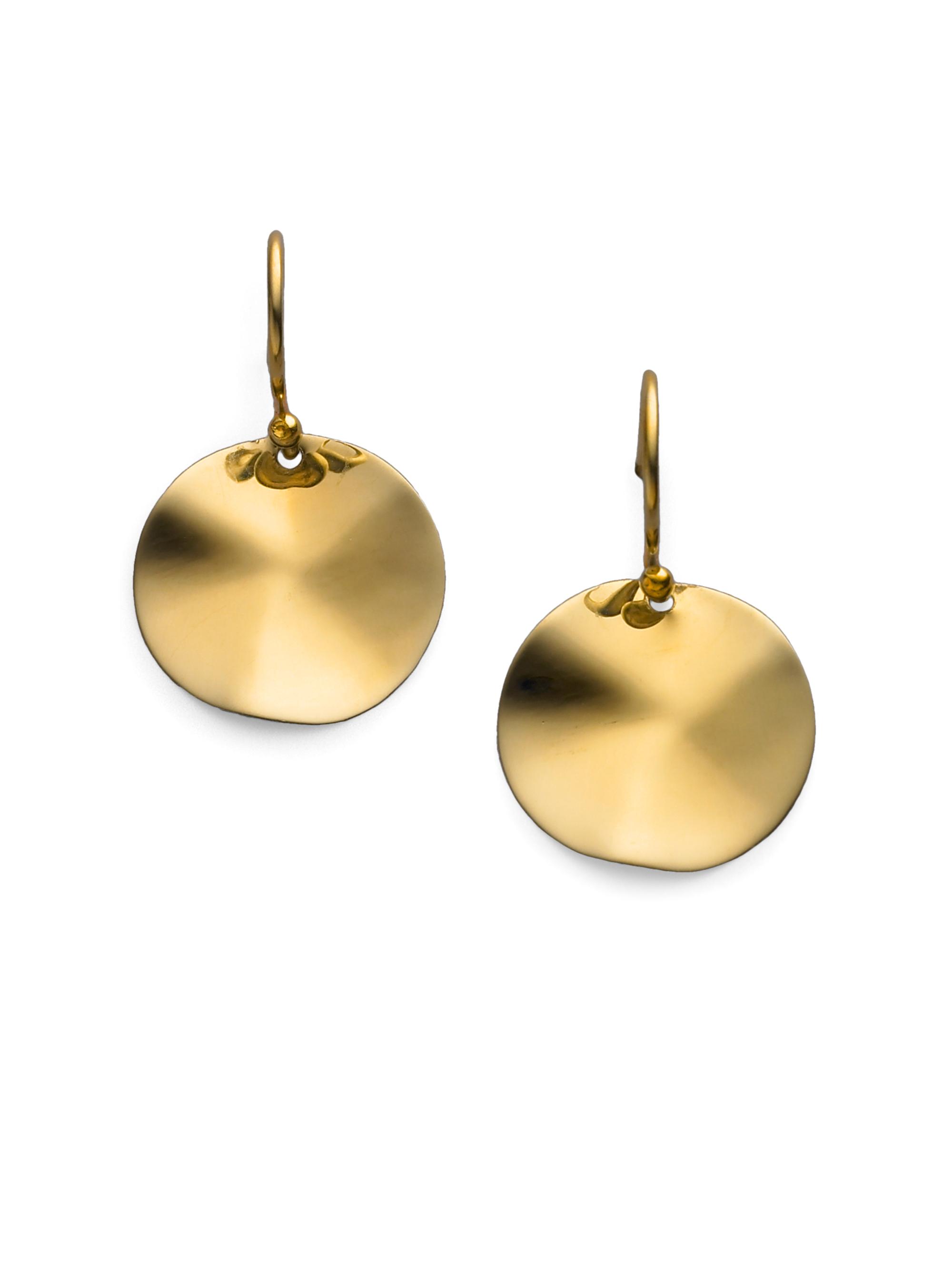 Ippolita Women's Glamazon Sculptural Metal 18K Yellow Gold Mini Wavy Disc Drop Earrings - Gold