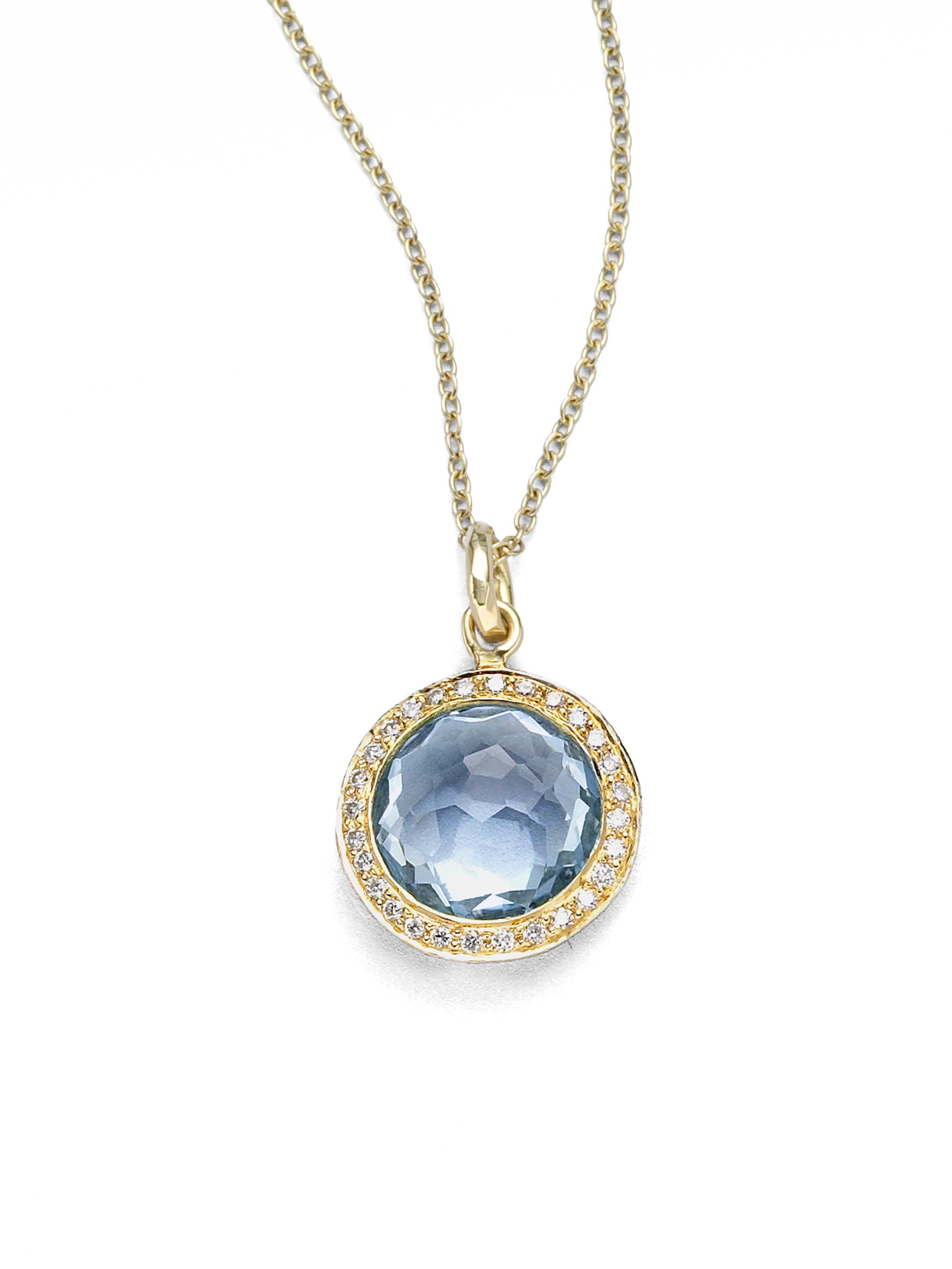 Ippolita Women's Lollipop  18K Yellow Gold, Blue Topaz & Diamond Pendant Necklace - Gold