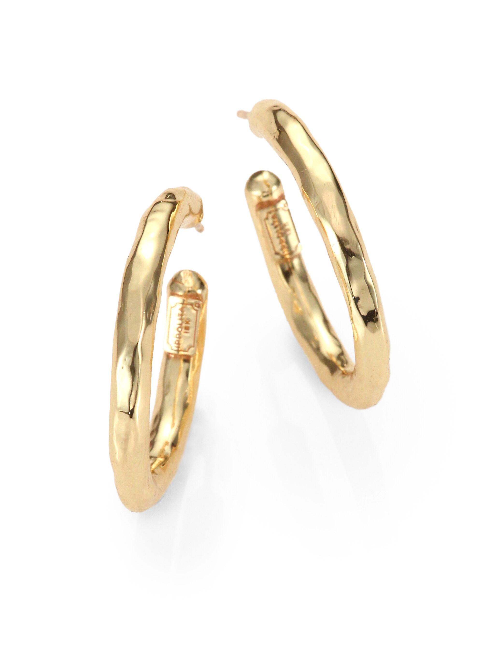 Ippolita Women's Classico  18K Yellow Gold Hammered Hoop Earrings - Gold