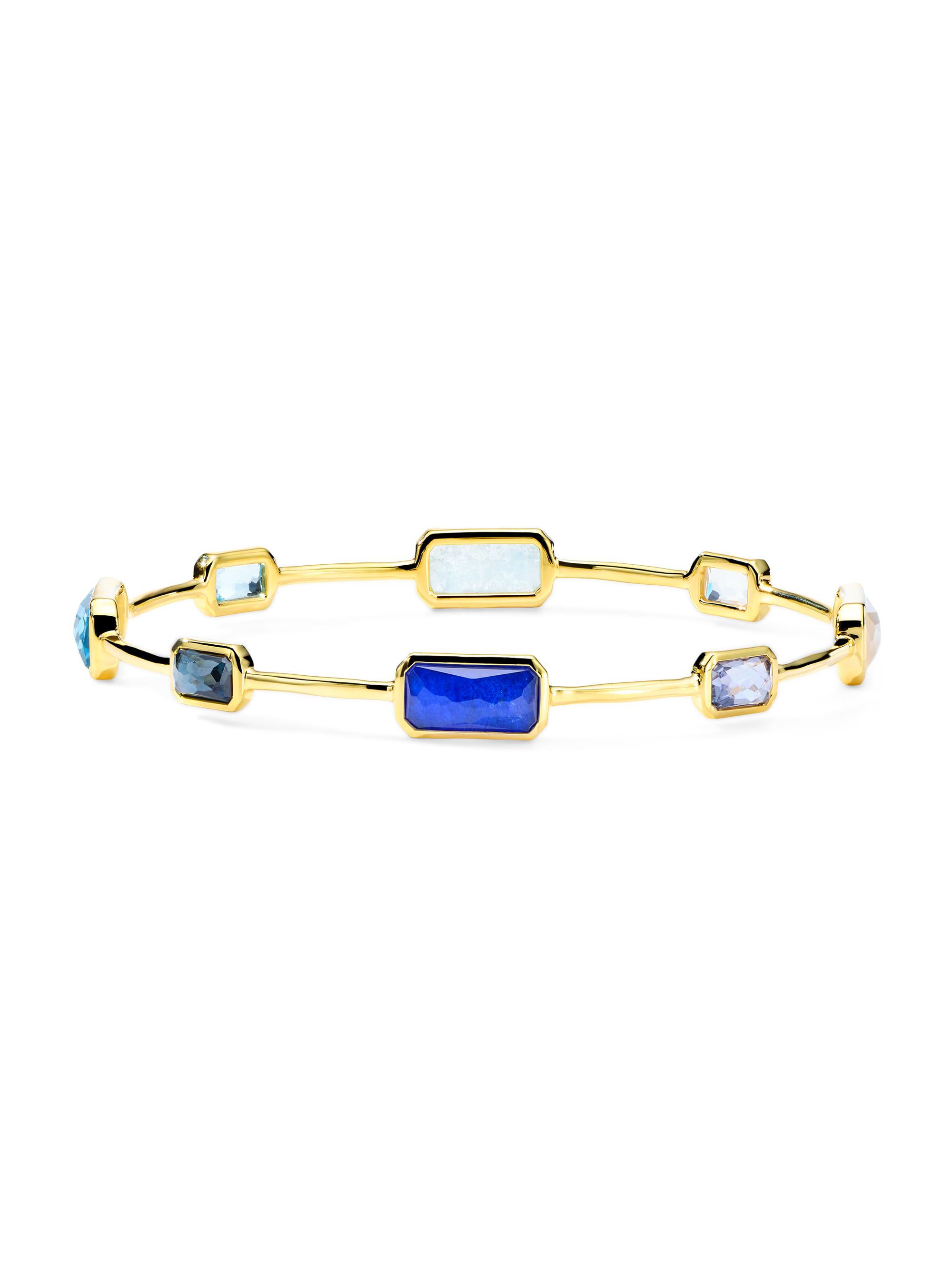 Ippolita Women's Rock Candy London Blue Topaz & 18K Yellow Gold Gelato Eight-Stone Station Bangle Bracelet - Mare