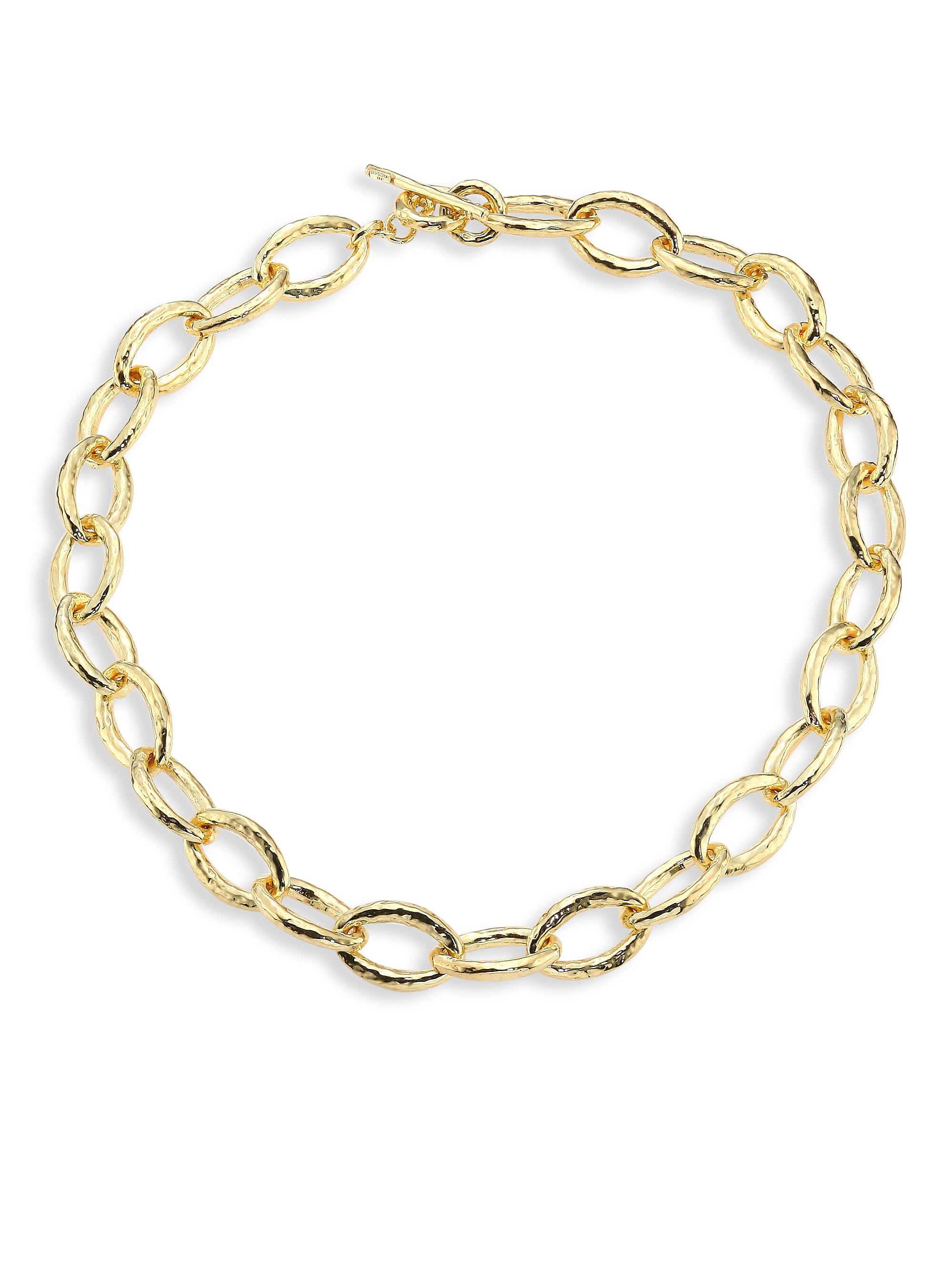 Ippolita Women's Classico Short 18K Yellow Gold Hammered Bastille Mini Link Necklace - Gold