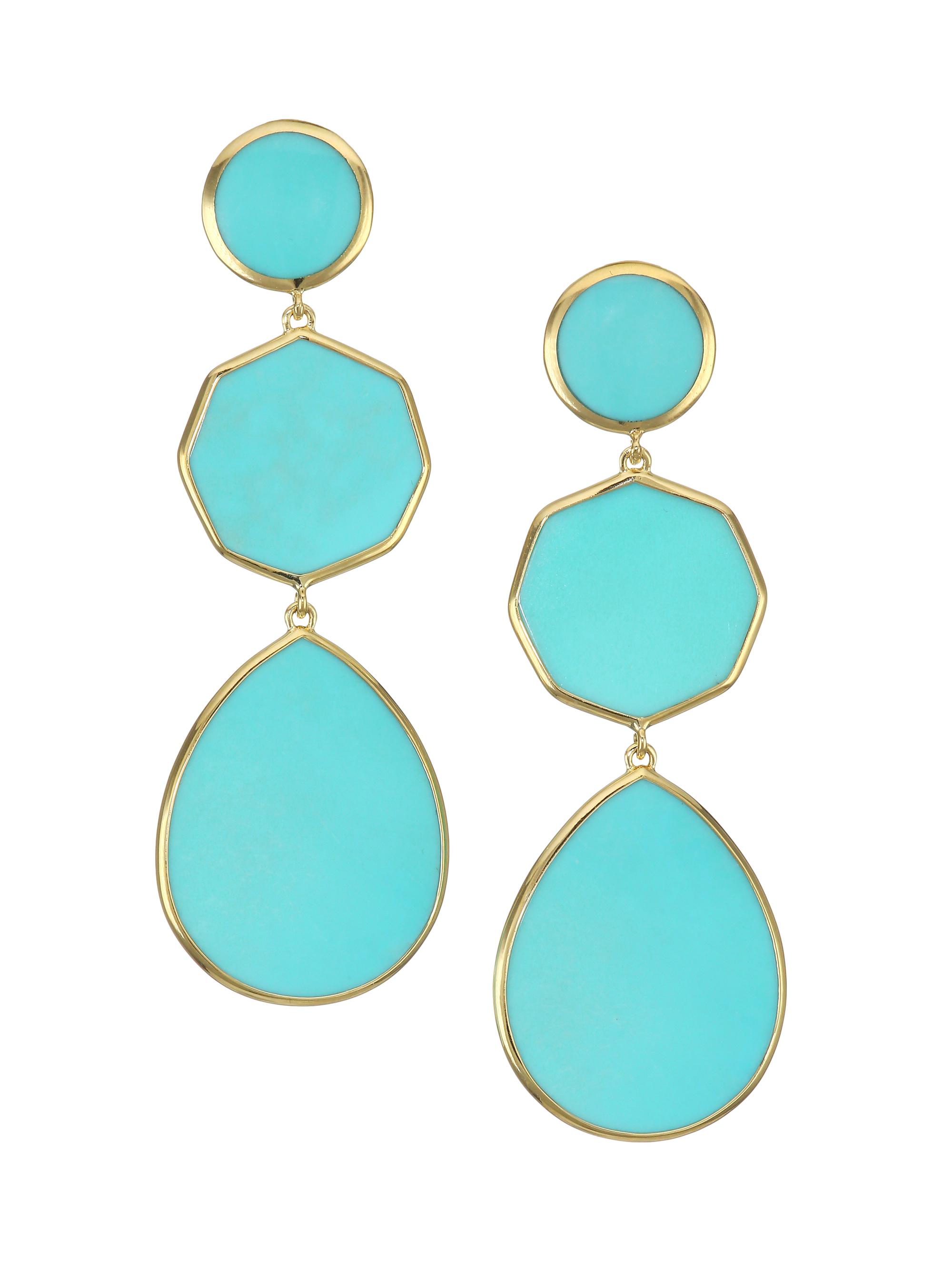 Ippolita Women's Polished Rock Candy 18K Yellow Gold & Turquoise Crazy 8's Triple-Drop Earrings - Gold