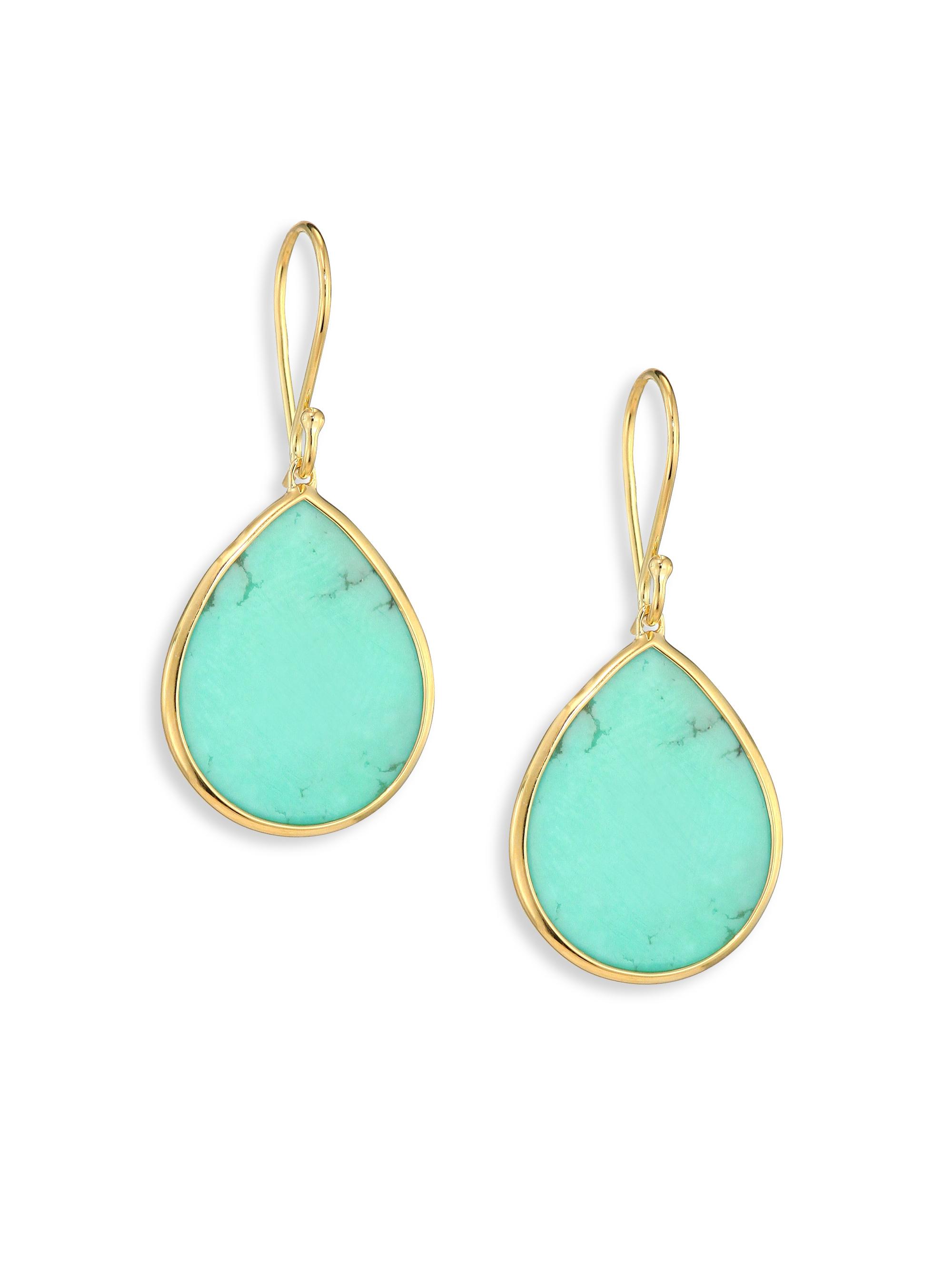 Ippolita Women's Polished Rock Candy  18K Yellow Gold & Turquoise Teardrop Earrings - Gold