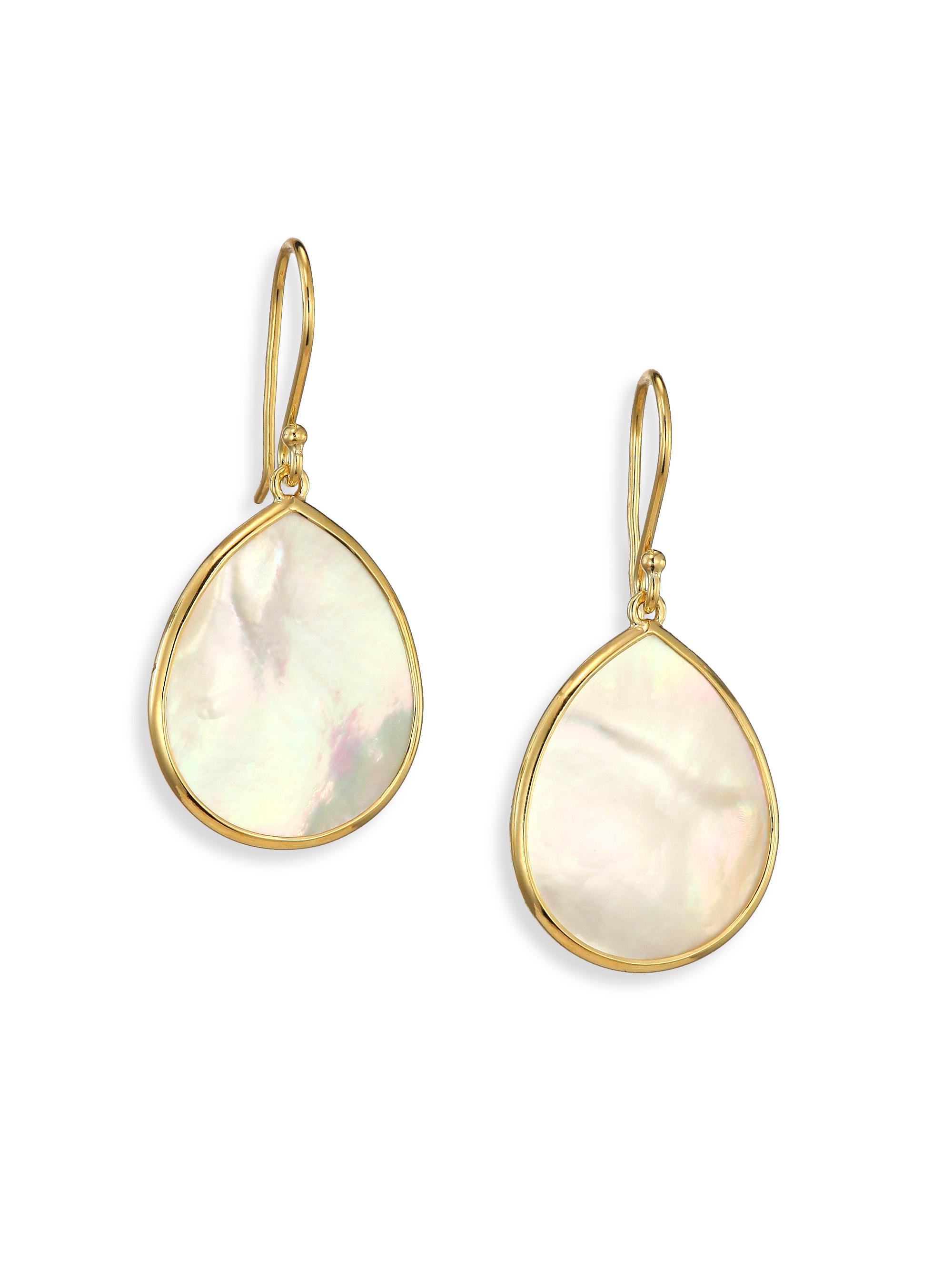 Ippolita Women's Polished Rock Candy  18K Yellow Gold & Mother-Of-Pearl Teardrop Earrings - Gold