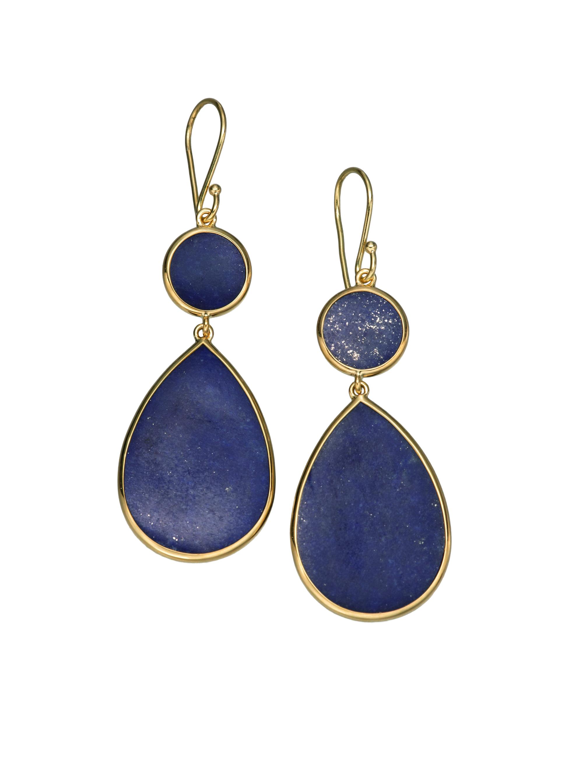 Ippolita Women's Polished Rock Candy Lapis & 18K Yellow Gold Snowman Drop Earrings - Gold Lapis