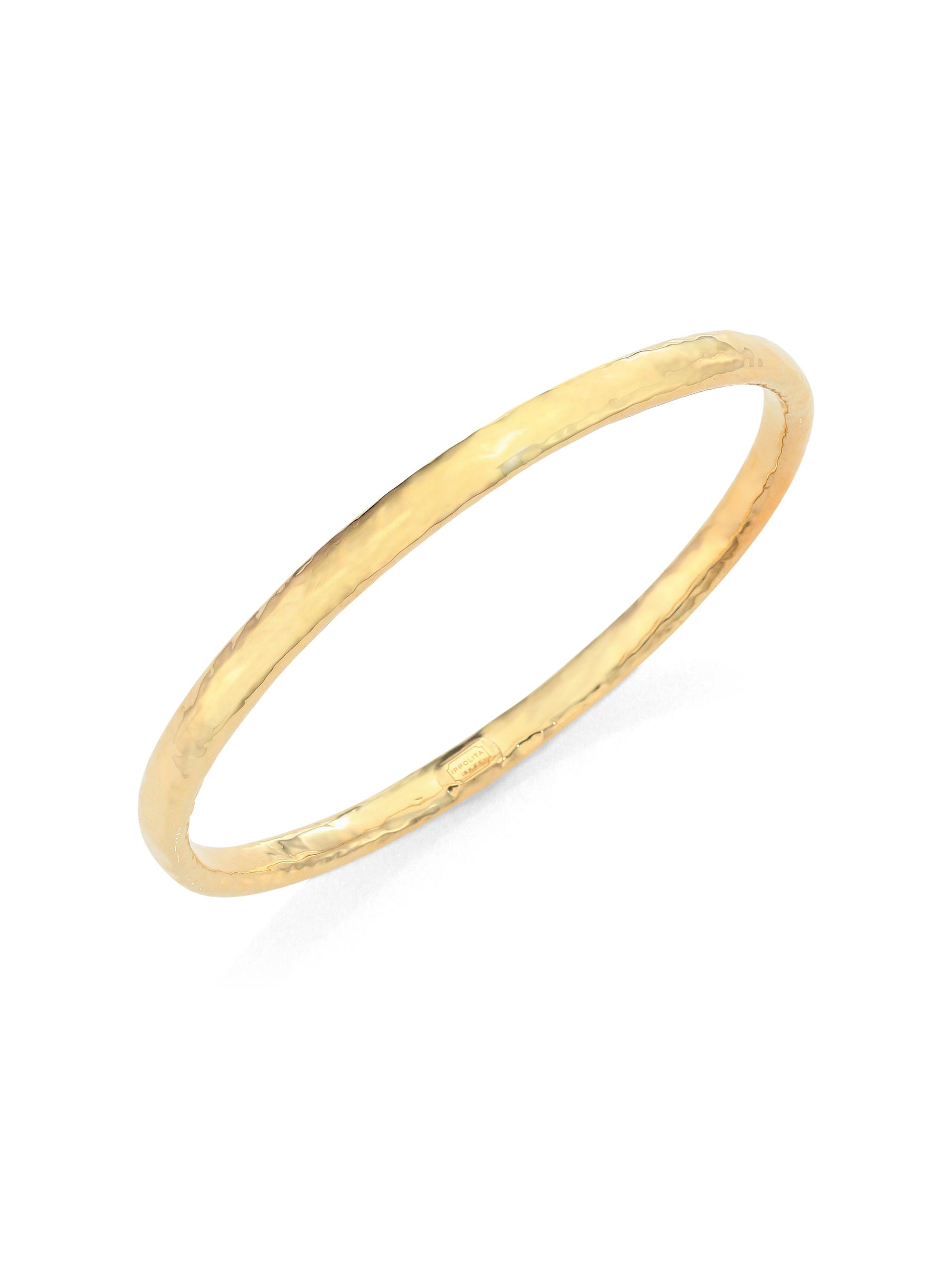 Ippolita Women's Classico Narrow 18K Yellow Gold Flat Hammered Bangle Bracelet - Gold