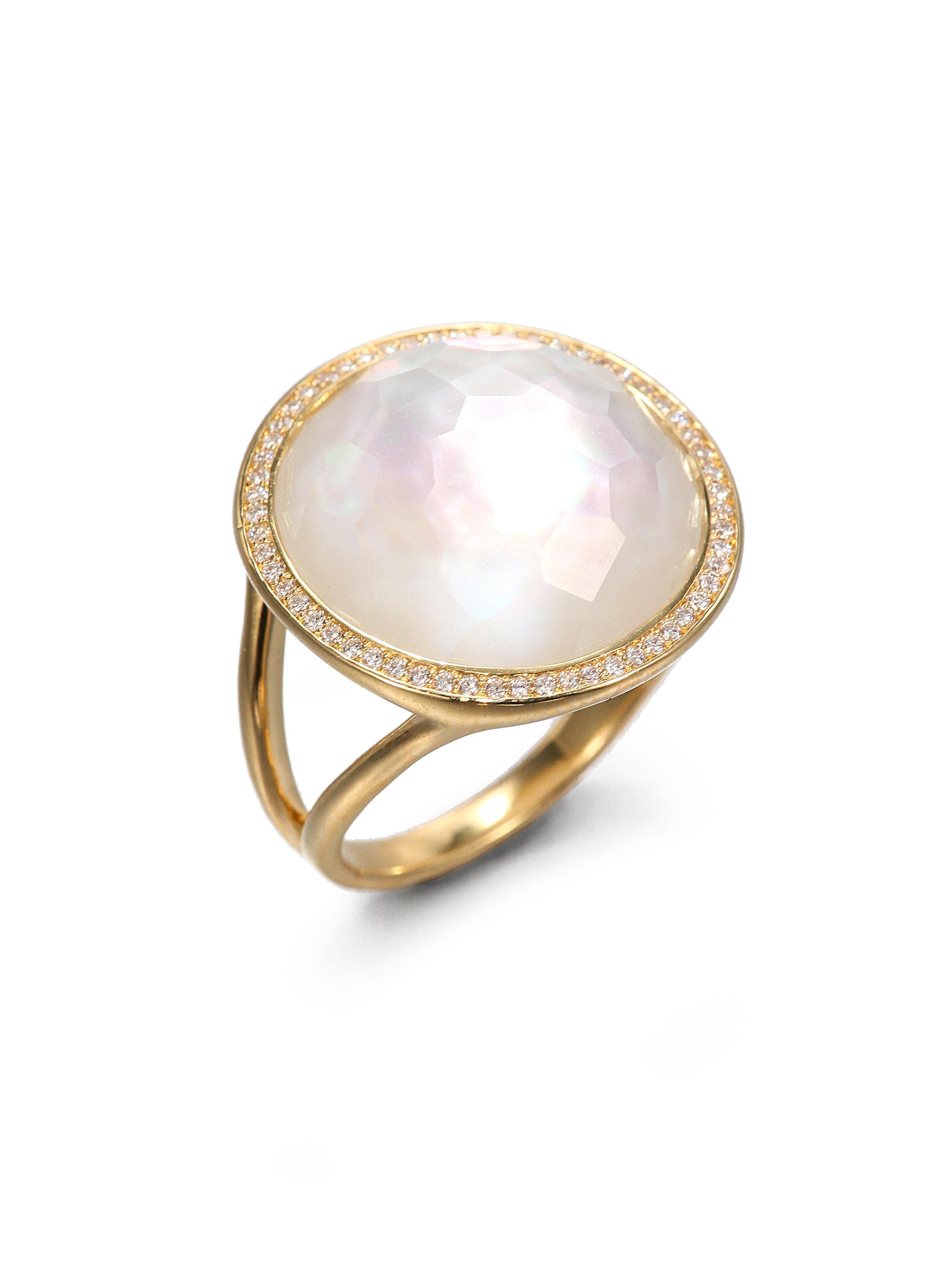Ippolita Women's Lollipop 18K Yellow Gold, Mother-Of-Pearl Doublet & Diamond Medium Ring - Pearl Gold