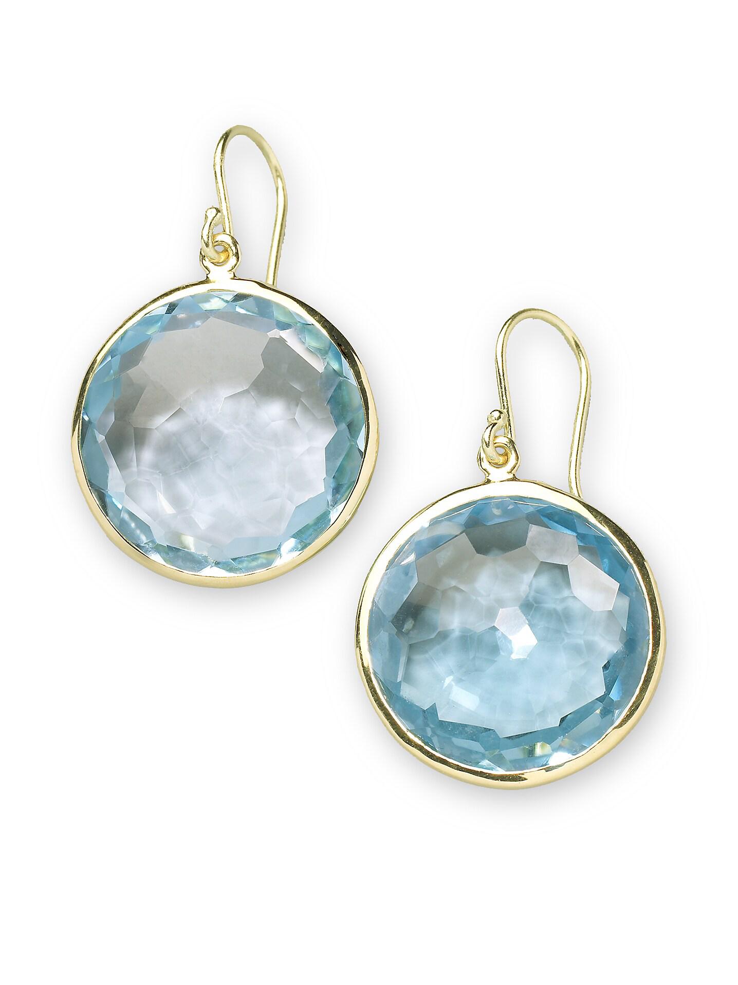 Ippolita Women's Lollipop Blue Topaz & 18K Yellow Gold  Drop Earrings - Blue