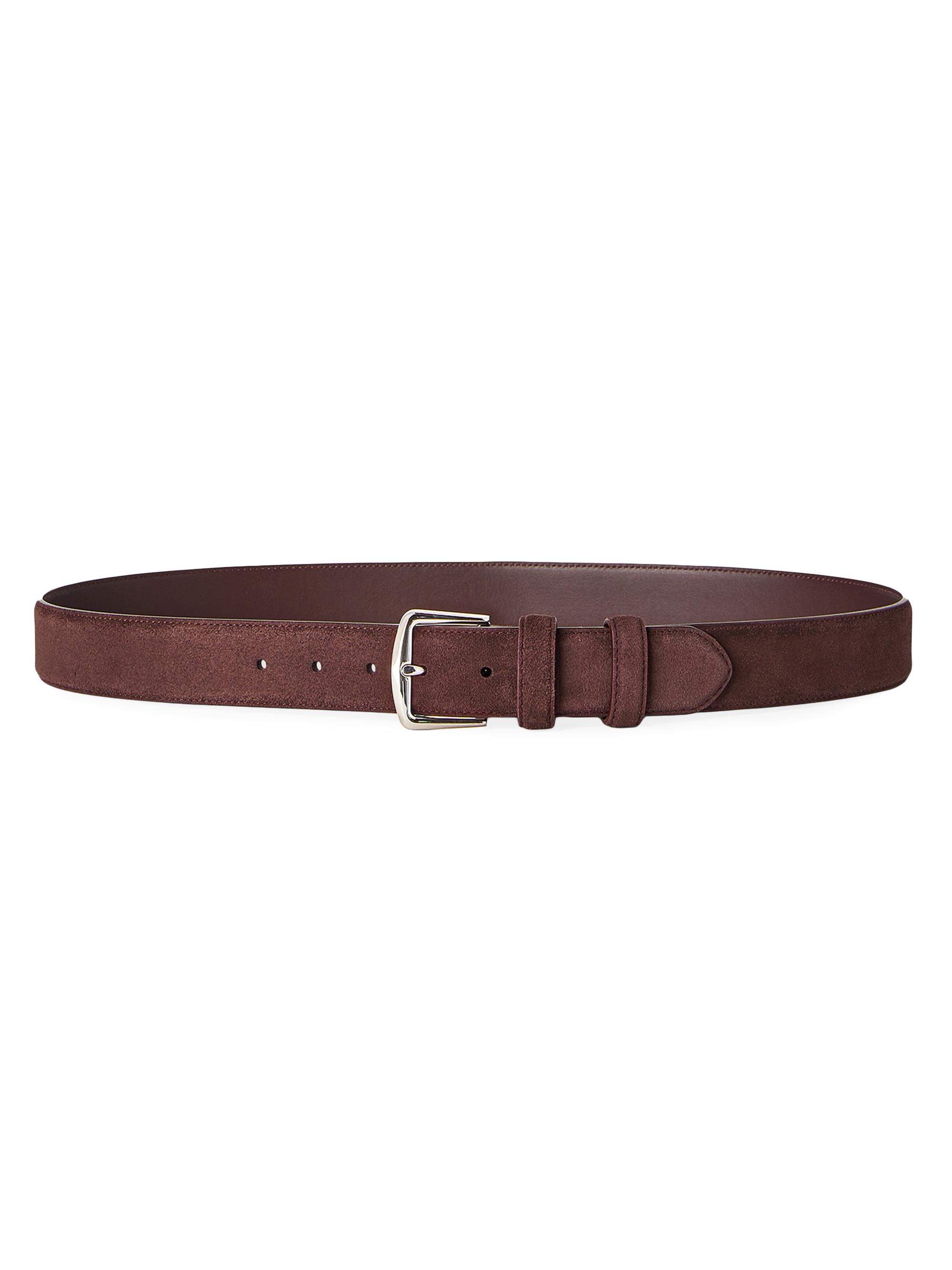 Loro Piana Men's Basic Suede Belt - Black Cherry