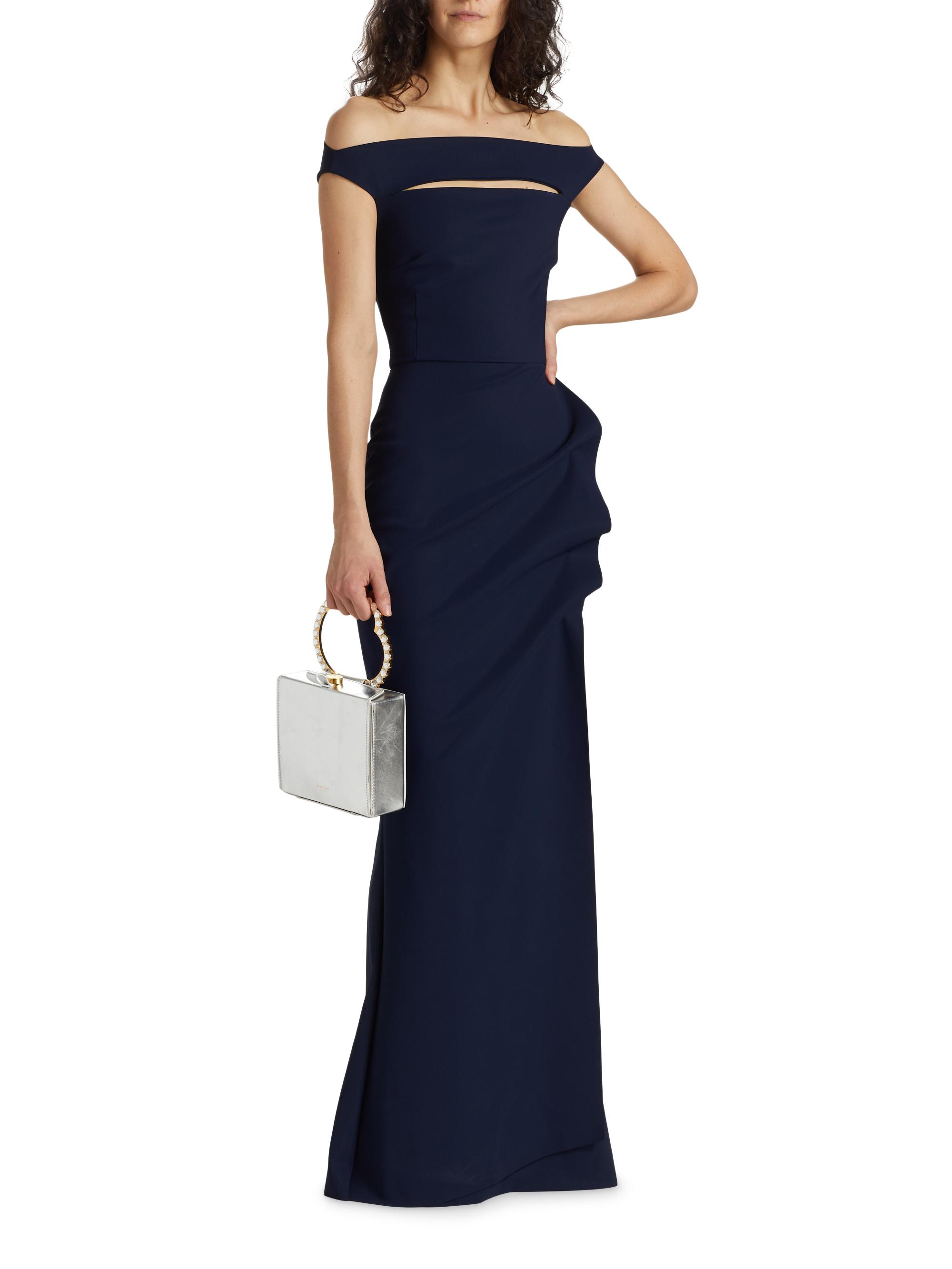 saks fifth avenue petite formal dresses Chiara Boni La Petite Robe Women's Melania Off-The-Shoulder Gown - Black