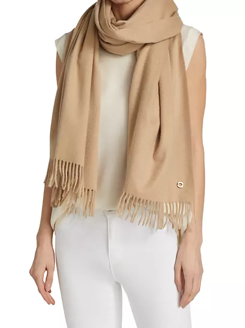 Women's Featherweight Cashmere Silk Fringe Scarf in Brown by Quince