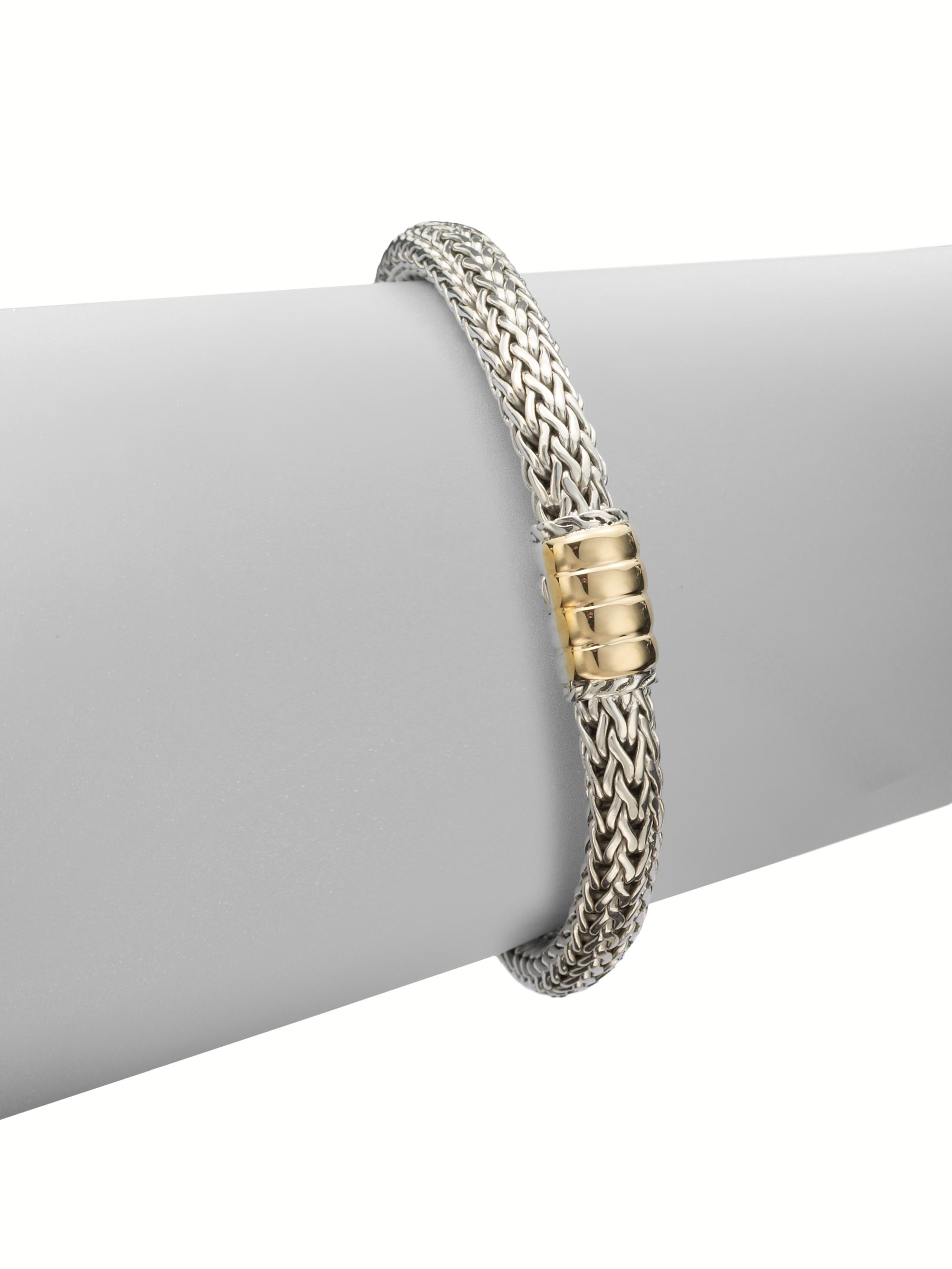 John Hardy Bedeg Classic Chain 18K Yellow Gold & Sterling Silver Small Bracelet - Silver