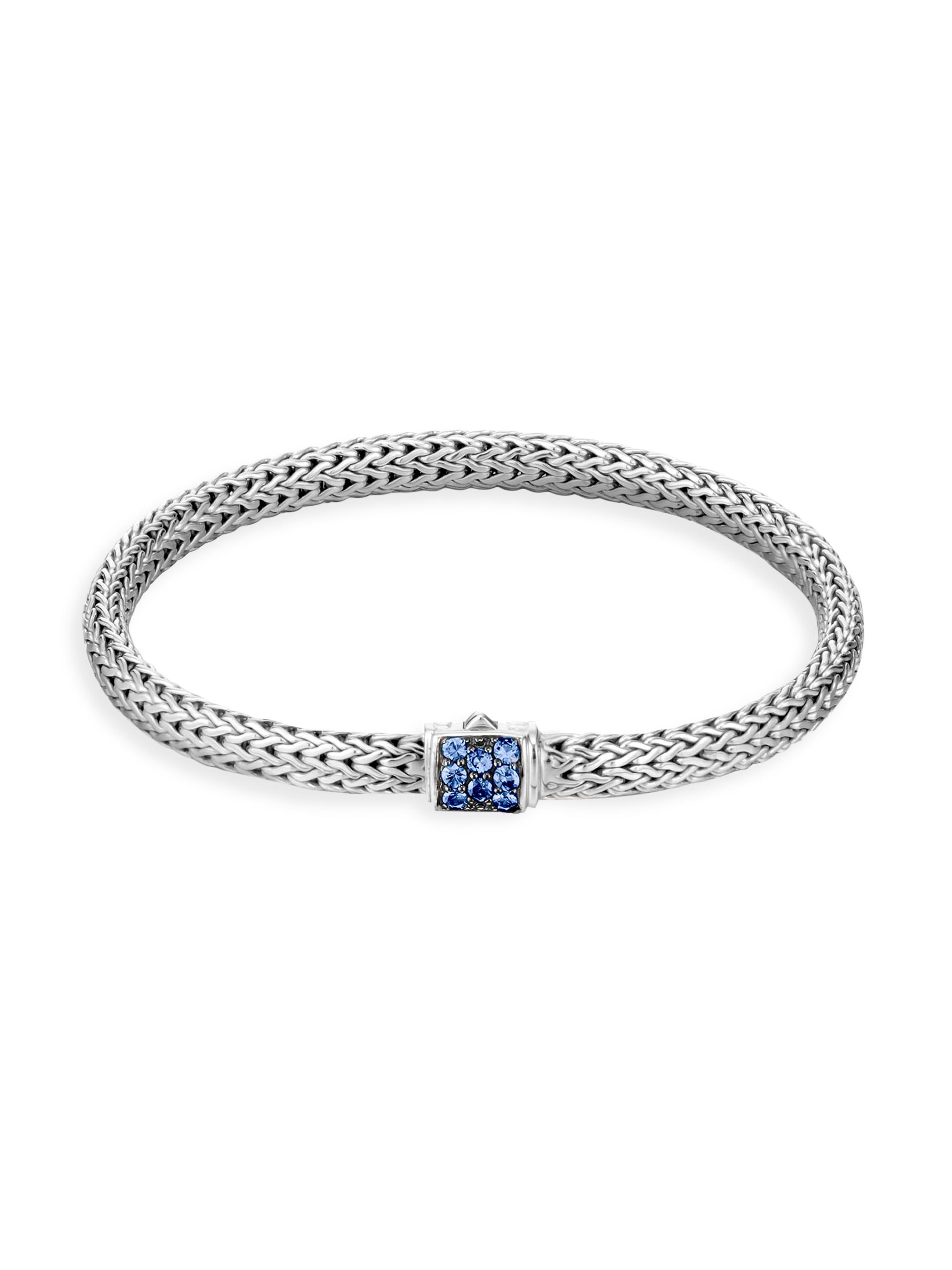 John Hardy Women's Classic Chain Sterling Silver & Blue Sapphire Thick Reversible Bracelet - Silver