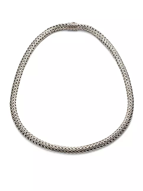 John Hardy Sterling Silver Small Oval Chain 16 Necklace with Chain Clasp