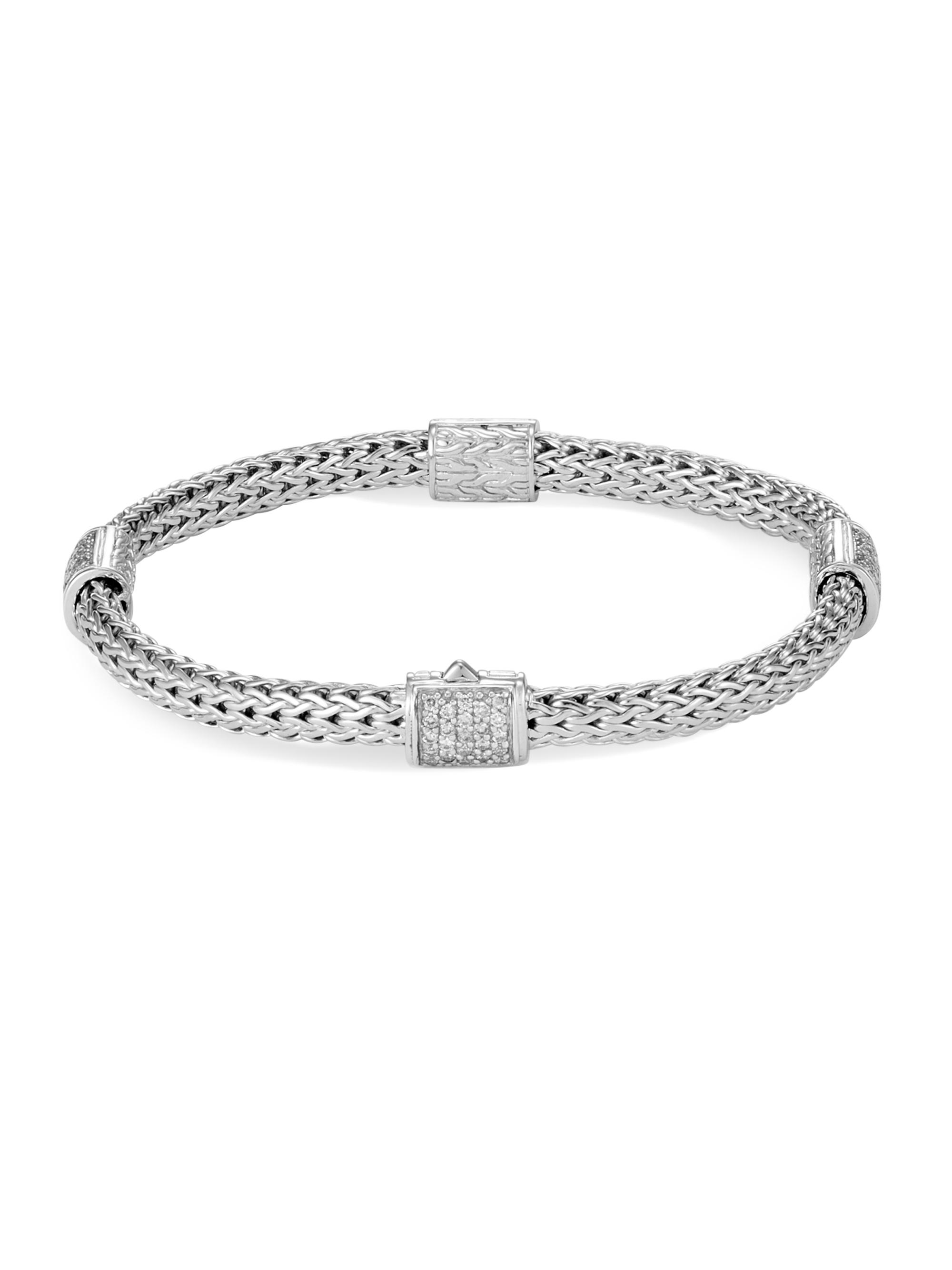 John Hardy Women's Classic Chain Sterling Silver & 0.73 TCW Diamond Four-Station Bracelet - Silver