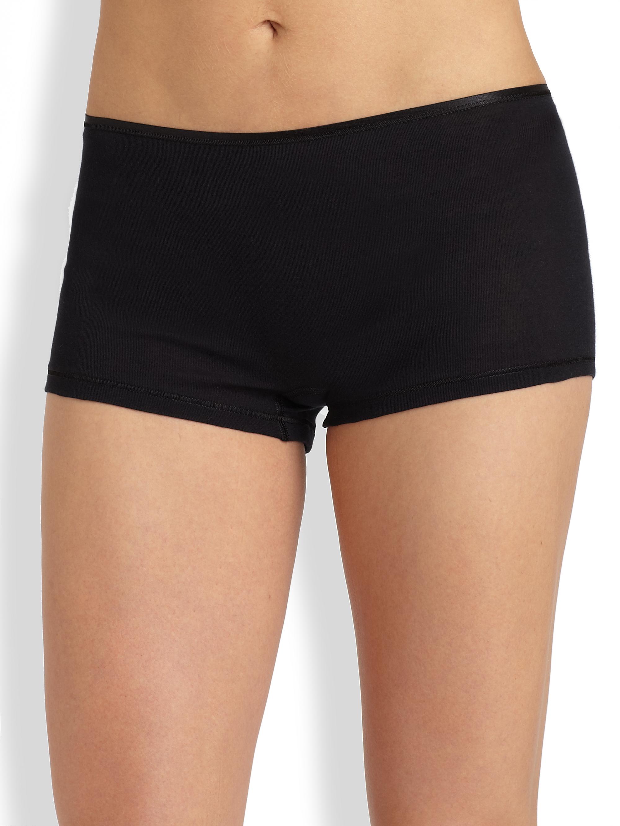 Hanro Women's Cotton Seamless Boyshorts - Black