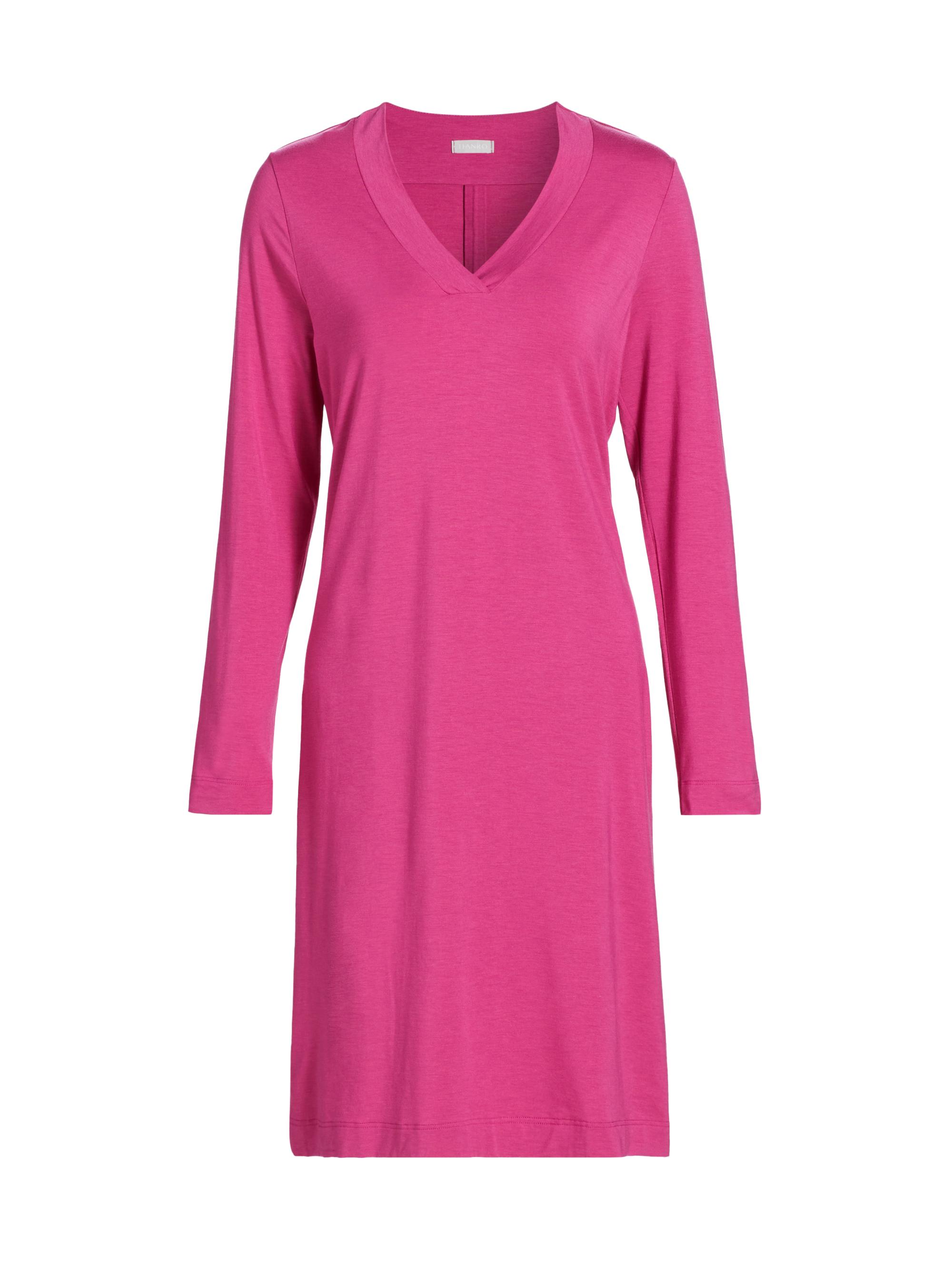 Hanro Women's Champagne Long Sleeve Sleep Dress - Very Berry
