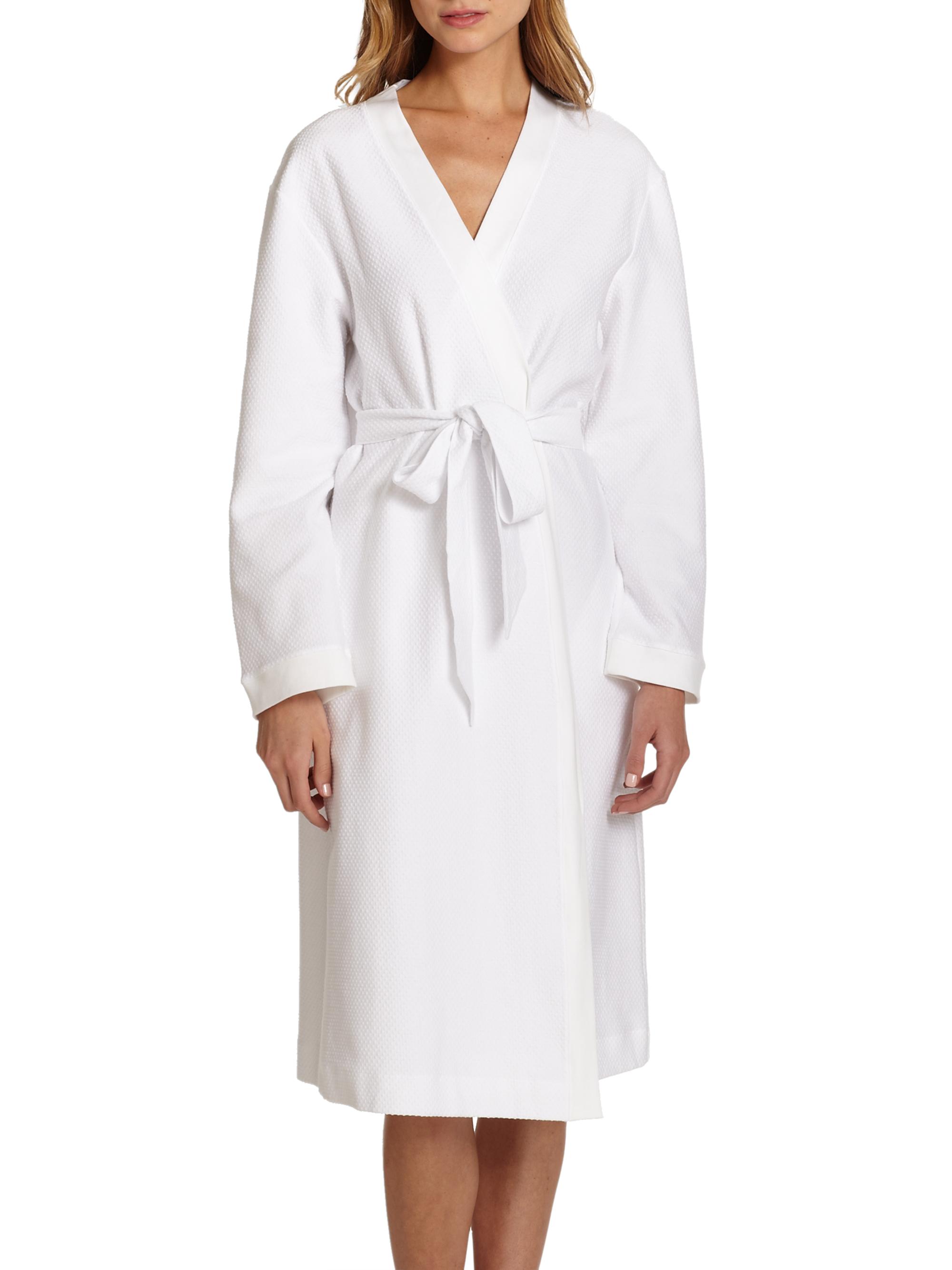 Hanro Women's Cotton Pique Robe - White