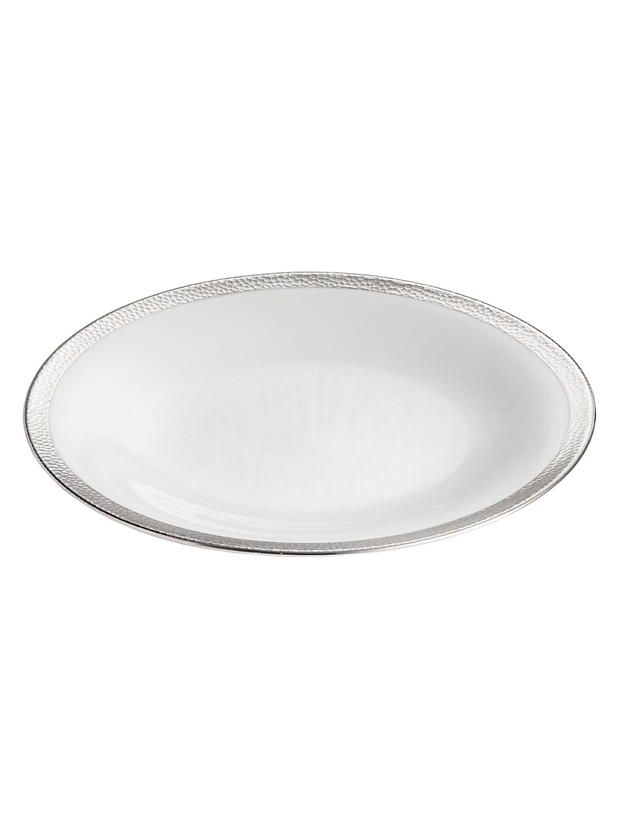 Michael Aram Silversmith Platinum-Trim Porcelain Salad Plate