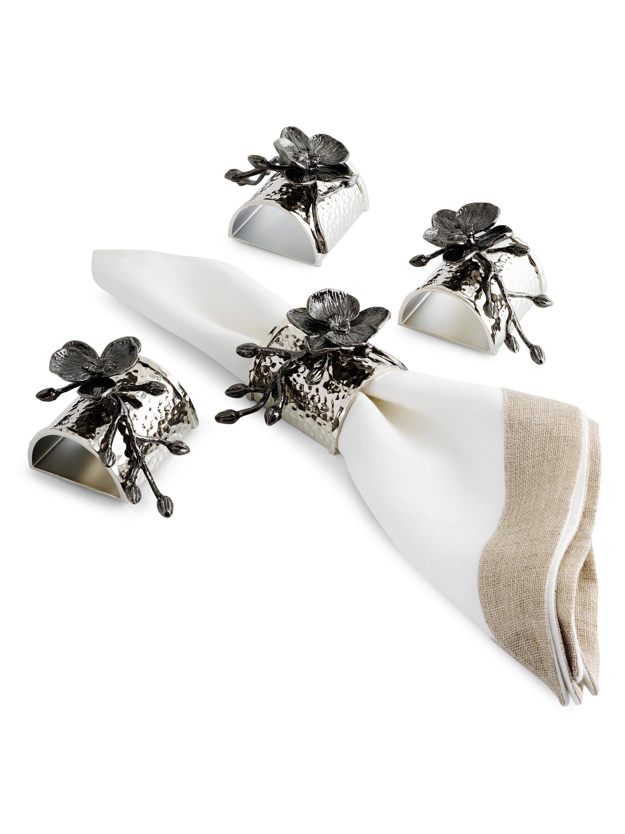 Michael Aram Black Orchid 4-Piece Napkin Ring Set