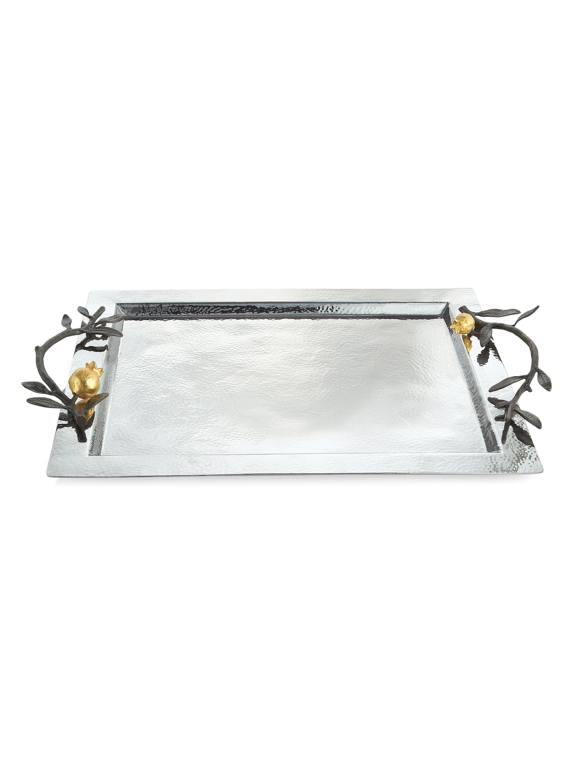 Michael Aram Pomegranate 24K Yellow Goldplated Stainless Steel & Oxidized Brass Serving Tray