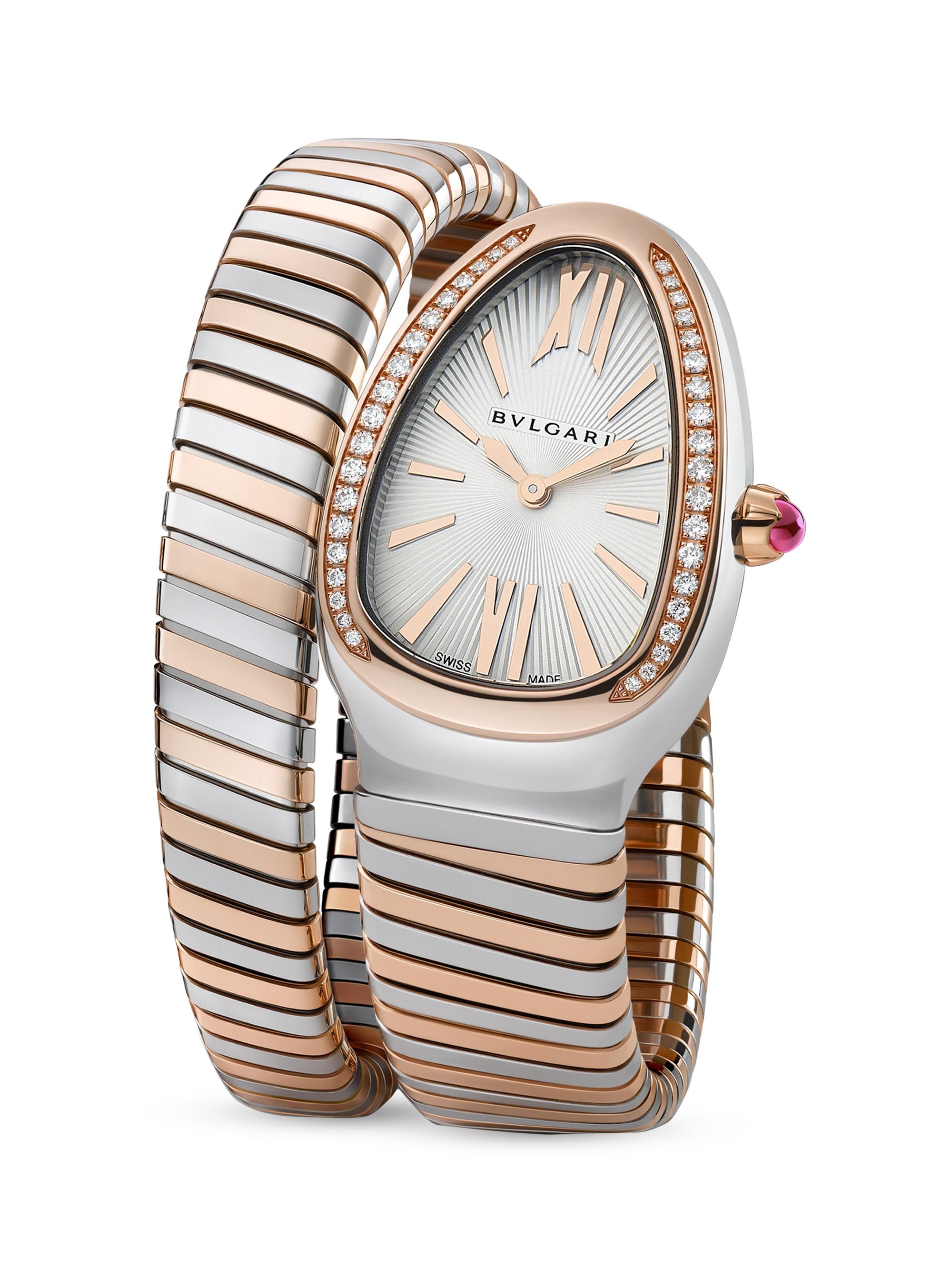 BVLGARI Women's Serpenti Tubogas Rose Gold, Stainless Steel & Diamond Single Twist Watch