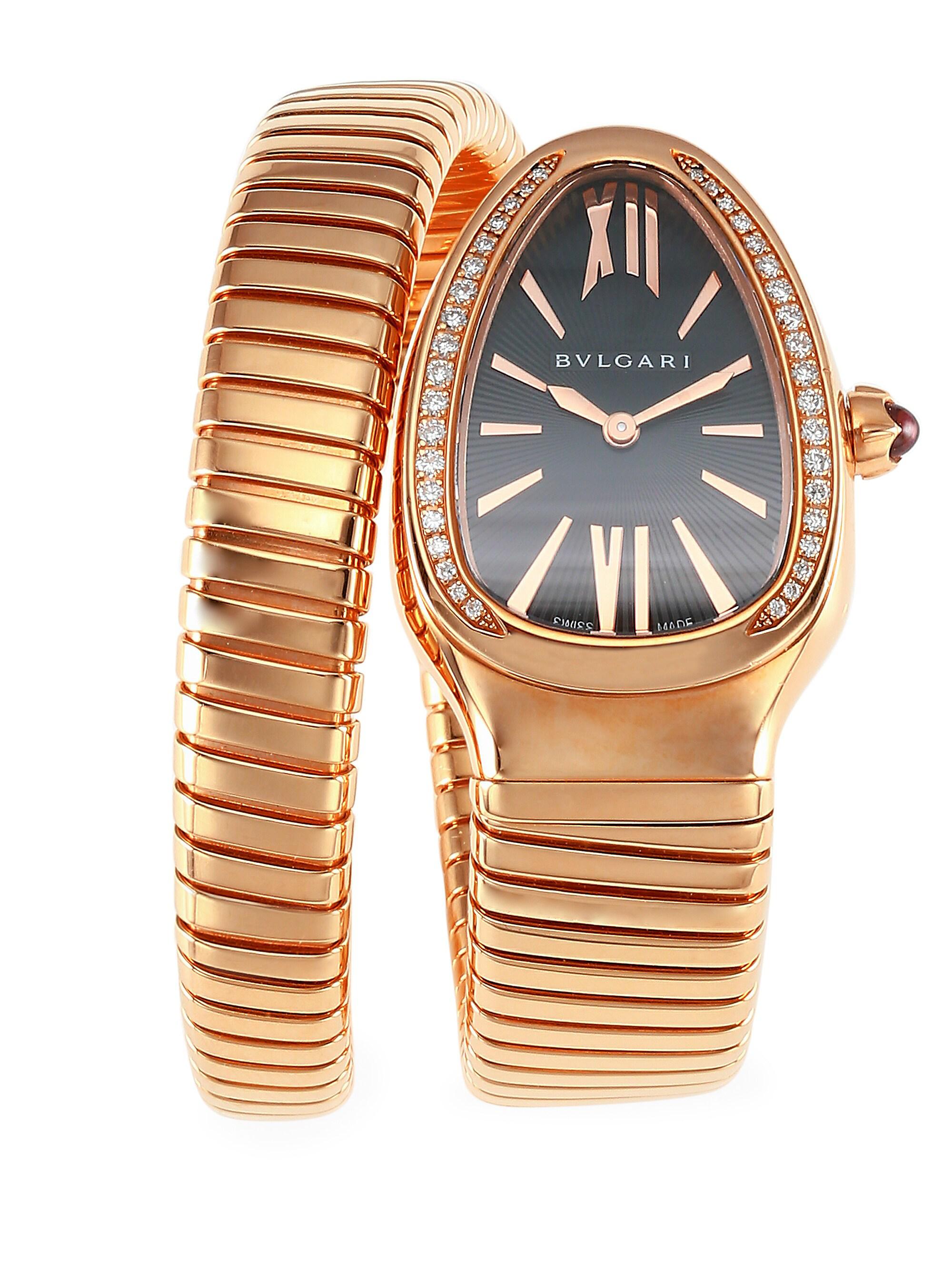 BVLGARI Women's Serpenti Tubogas Rose Gold & Diamond Single Twist Watch
