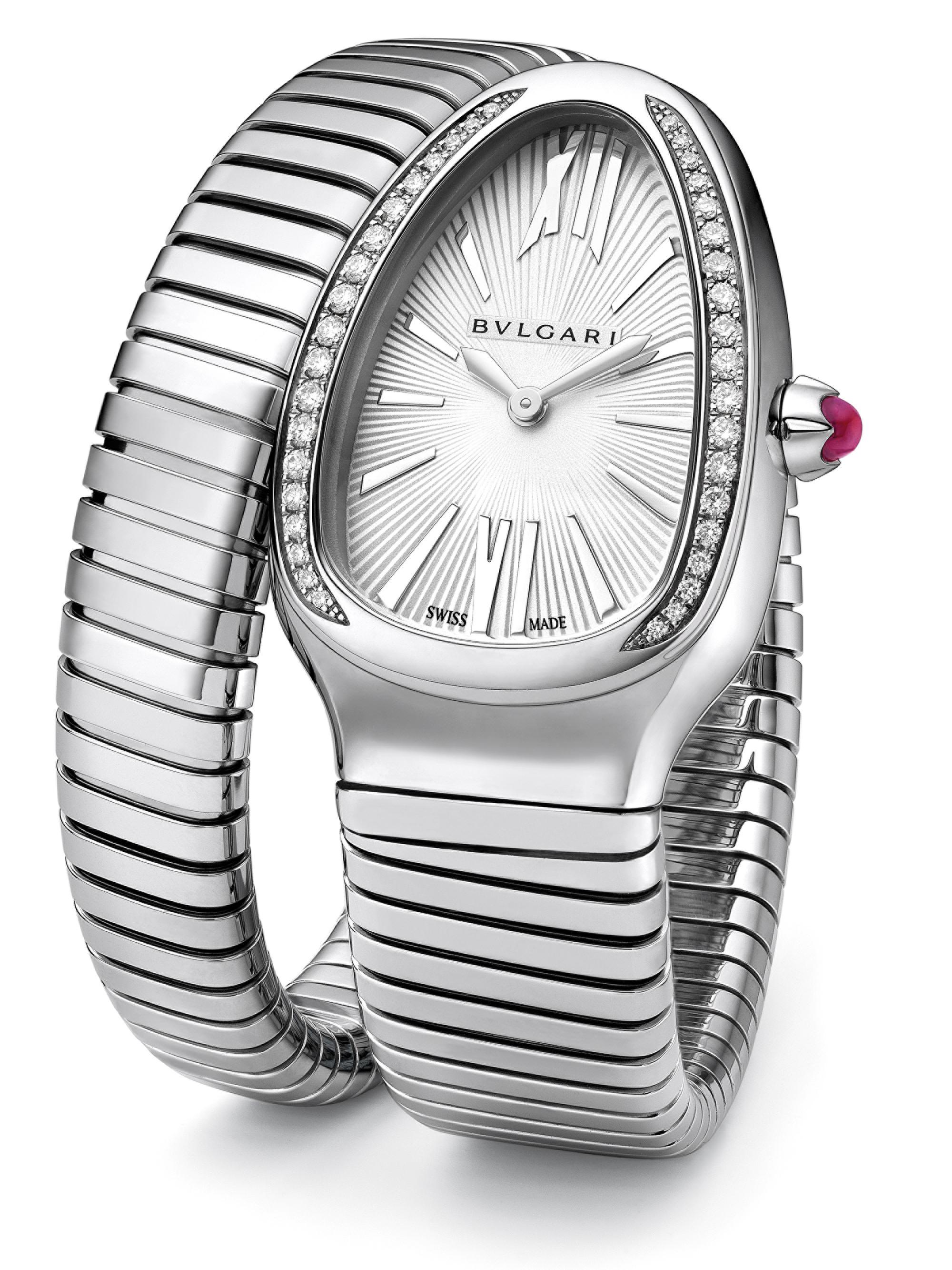 BVLGARI Women's Serpenti Tubogas Stainless Steel & Diamond Single Twist Watch - Silver