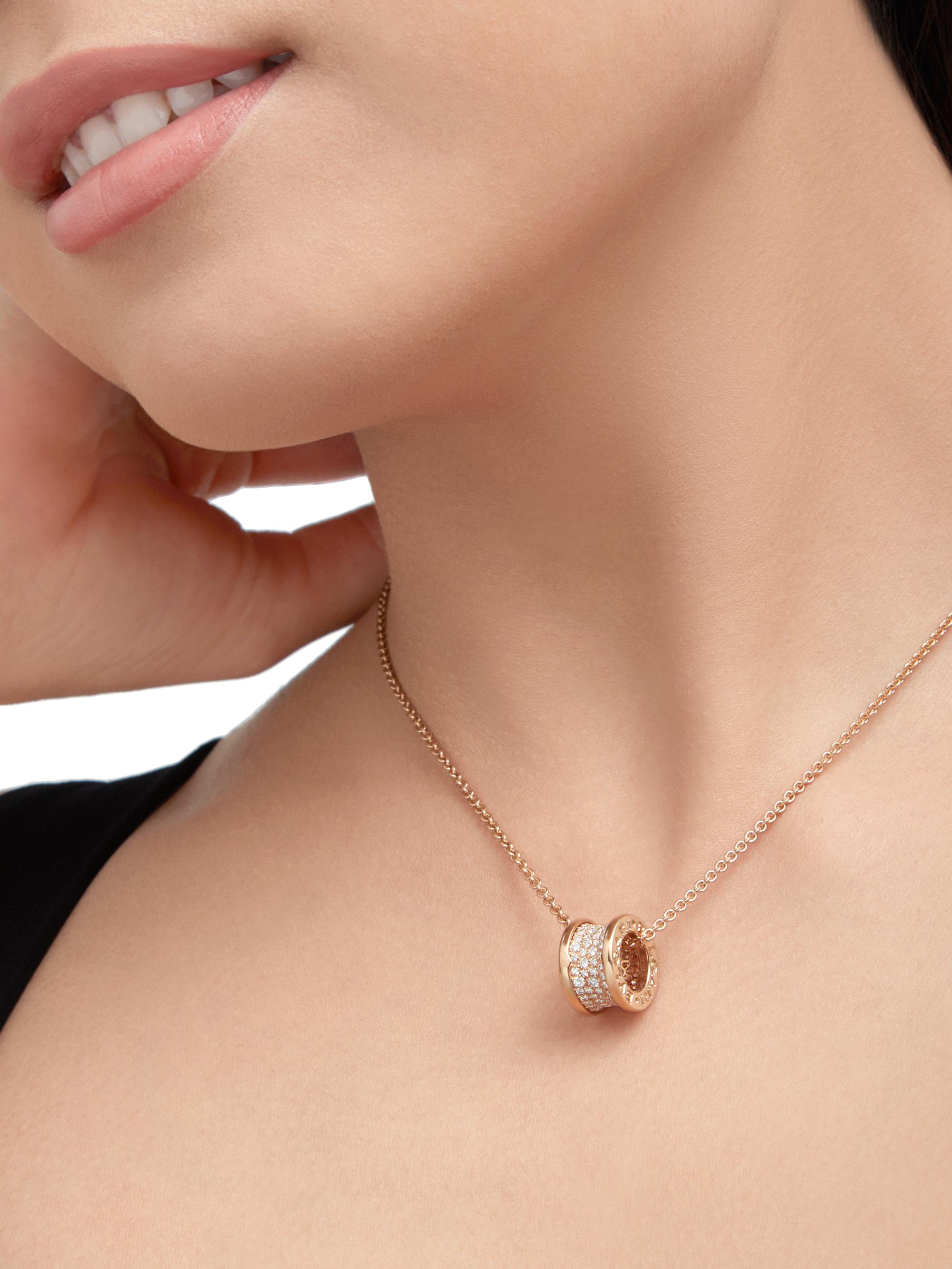 BVLGARI B.Zero1 18K Rose Gold & Diamond Pavé Pendant Necklace