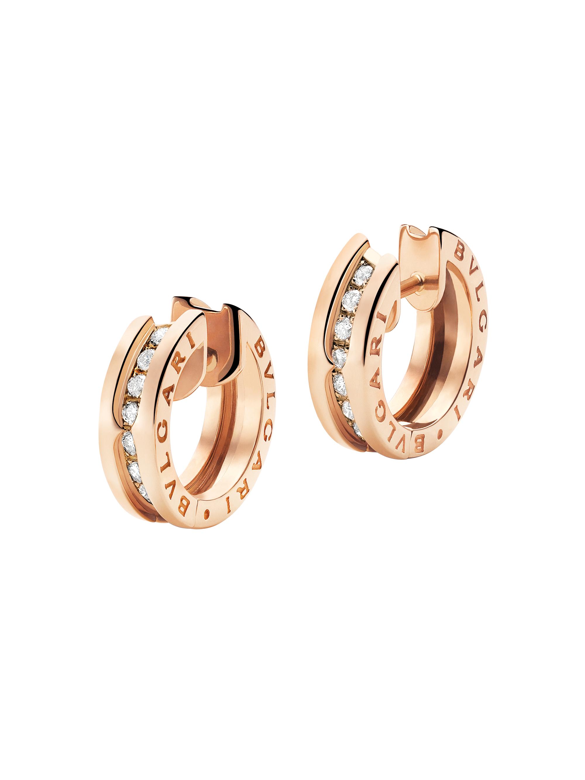 BVLGARI Women's B. Zero1 18K Rose Gold & Diamond Huggie Hoop Earrings - Rose Gold