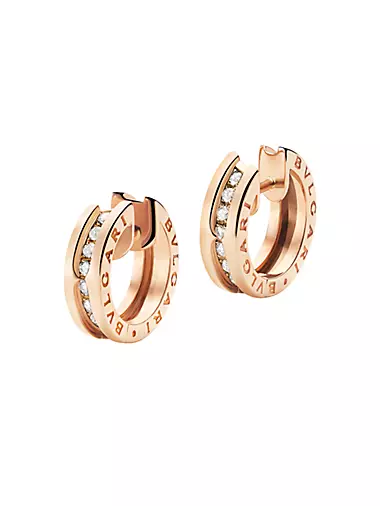 B.Zero1 18K Rose Gold & Diamond Huggie Hoop Earrings
