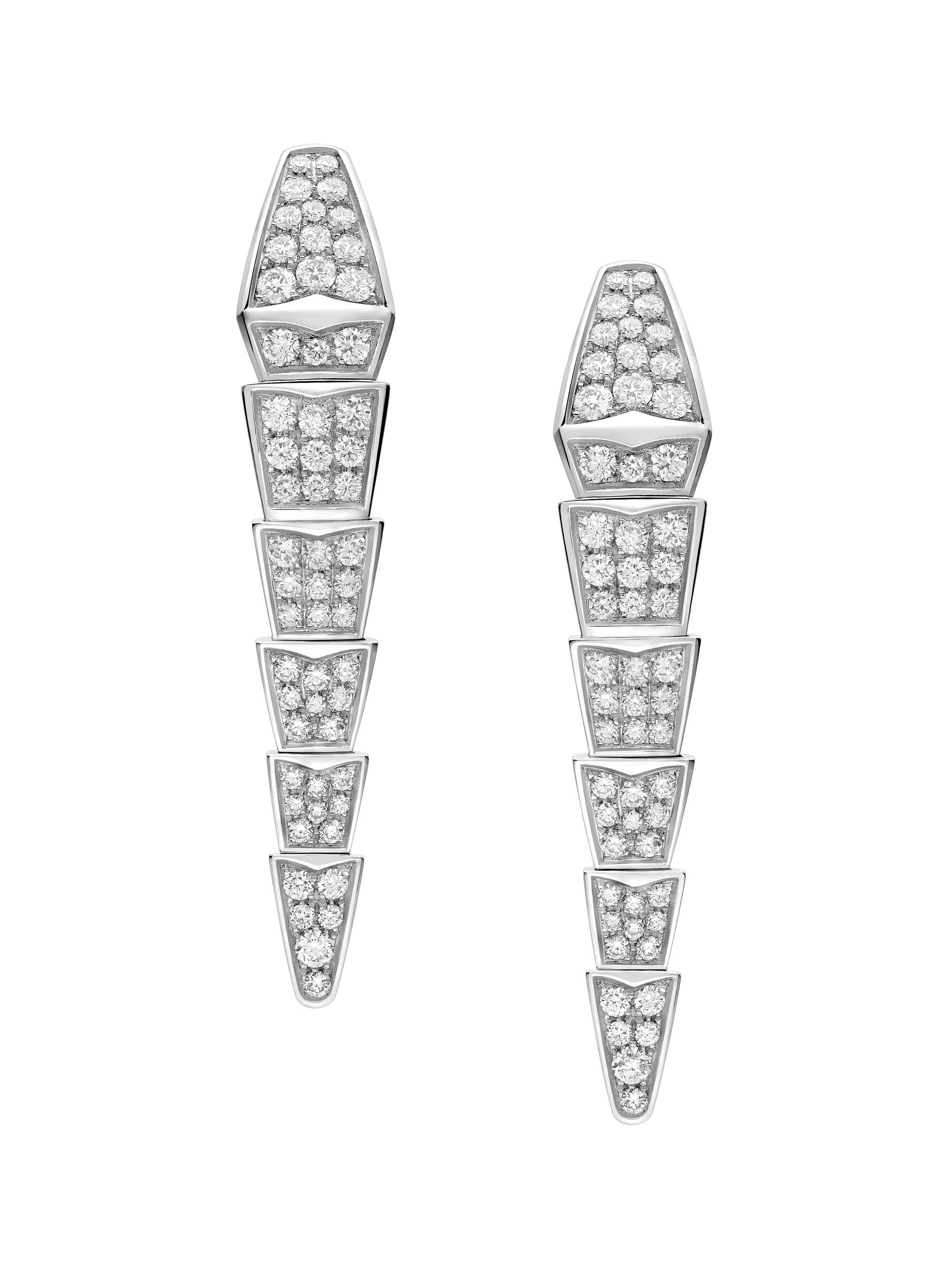 BVLGARI Women's Serpenti Viper 18K White Gold & Pavè Diamond Drop Earrings - White Gold