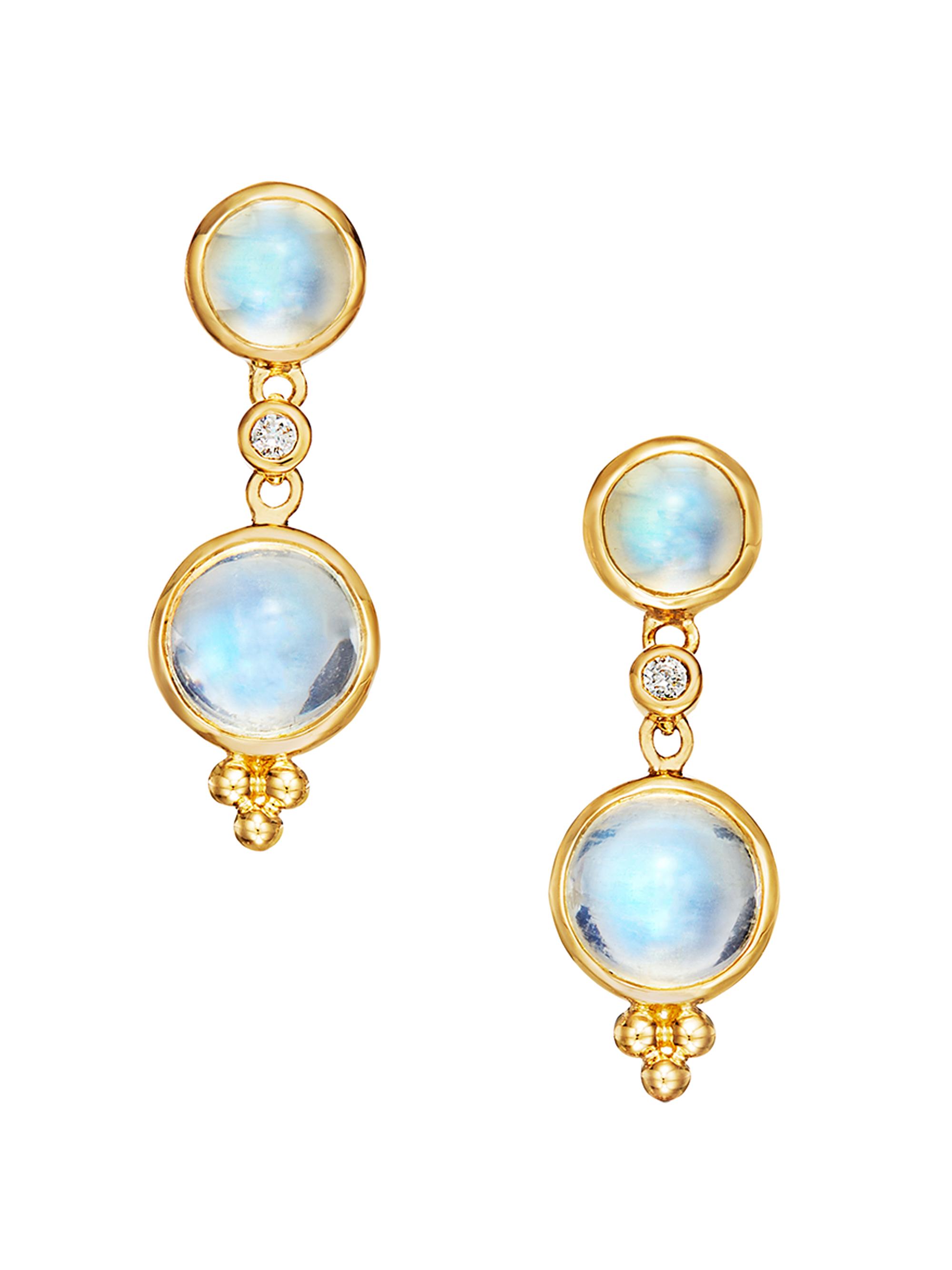 Temple St. Clair Women's Florence86 Royal Blue Moonstone, Diamond & 18K Yellow Gold Double-Drop Earrings - Yellow Gold