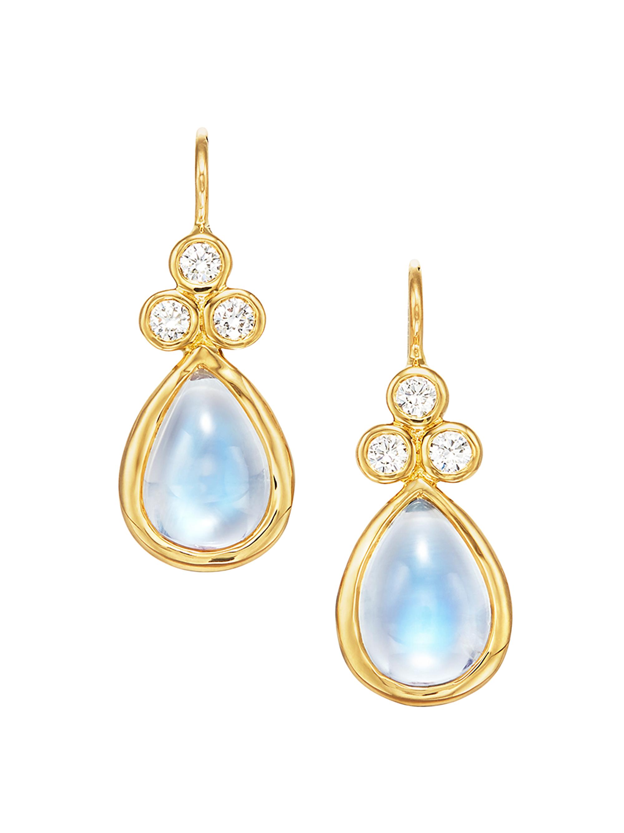 Temple St. Clair Women's Florence86 Royal Blue Moonstone, Diamond & 18K Yellow Gold Teardrop Earrings - Gold