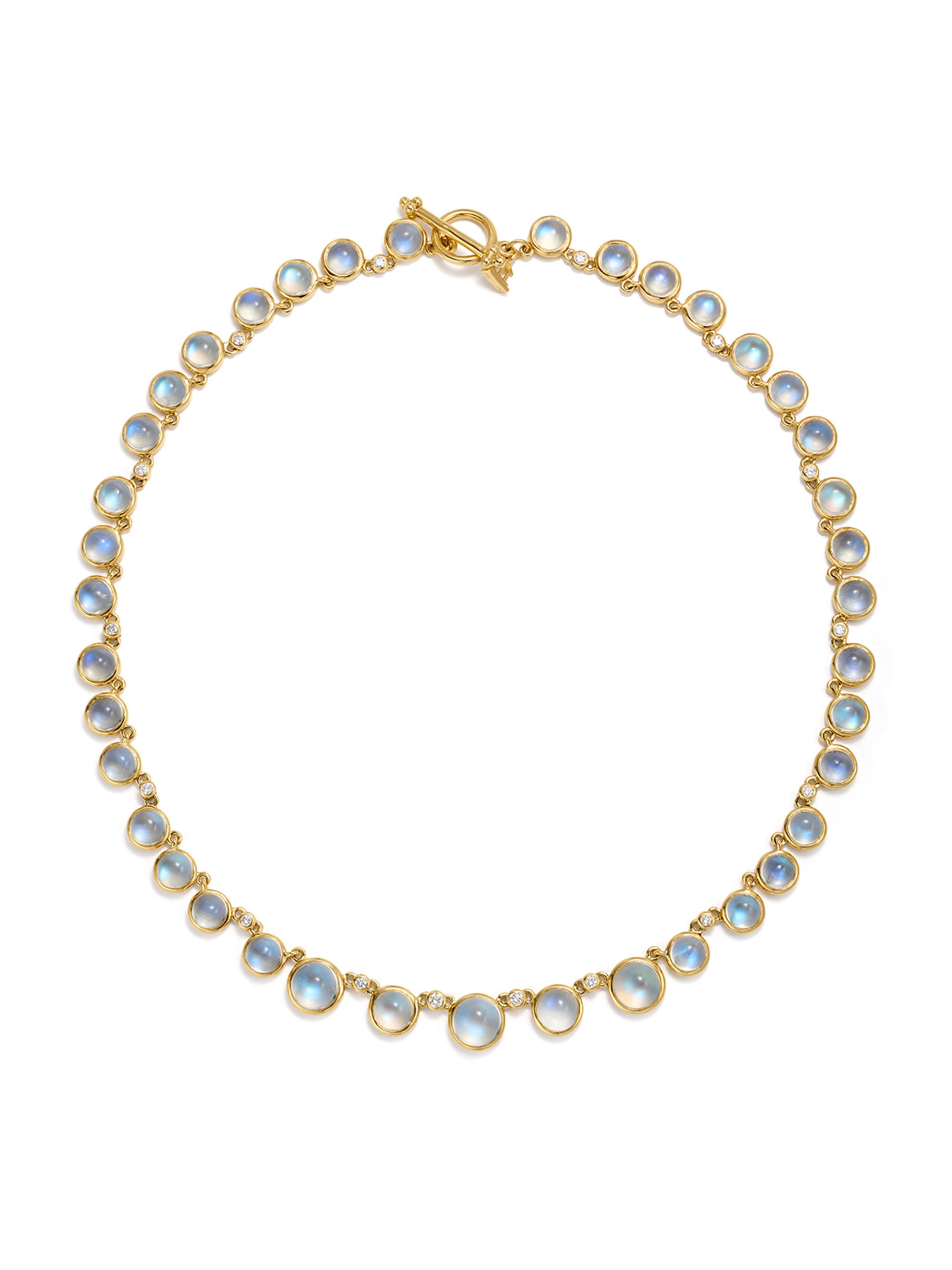 Temple St. Clair Women's Classic 18K Yellow Gold, Blue Moonstone & 0.65 TCW Diamond Necklace - Yellow Gold
