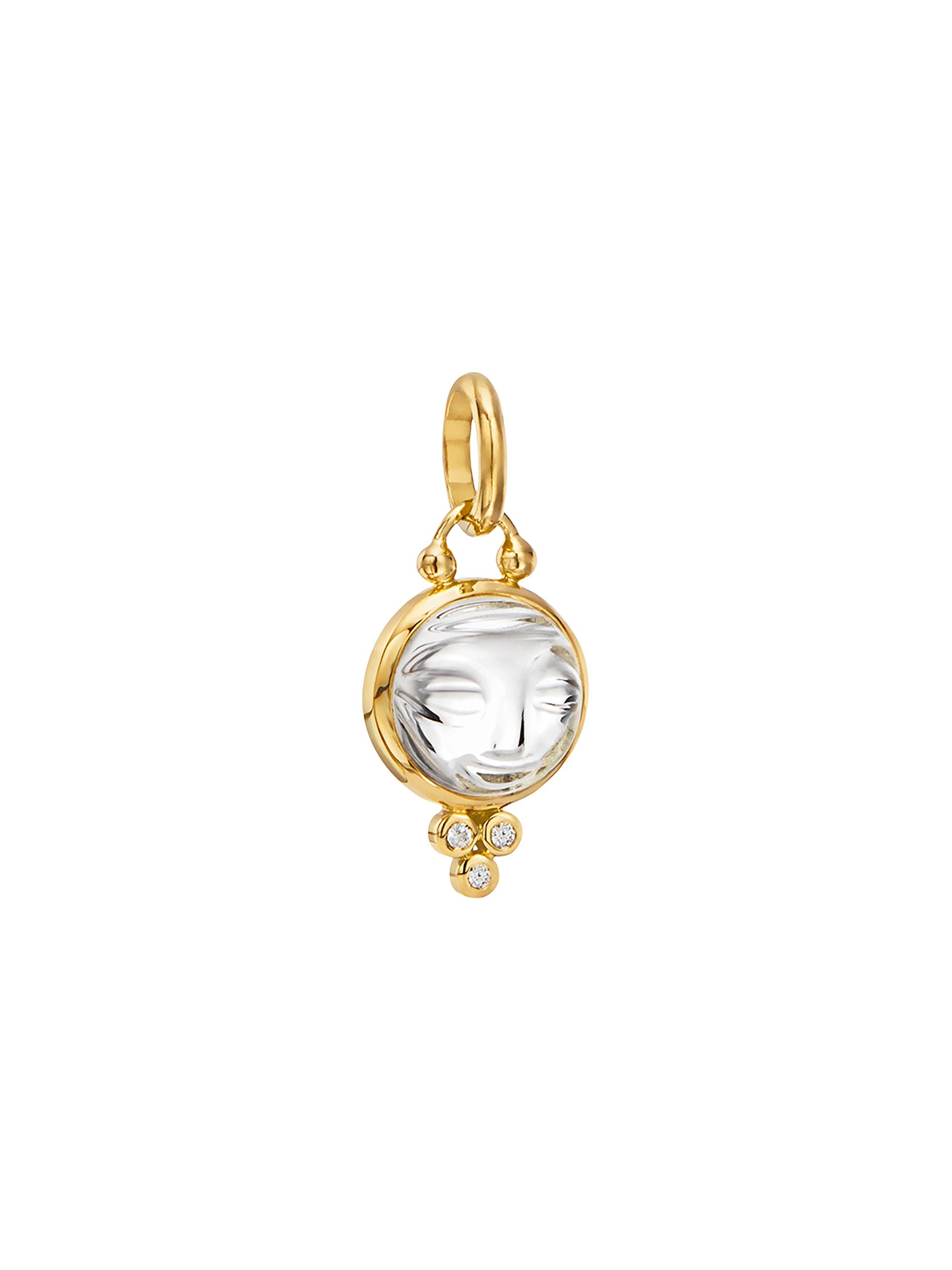 Temple St. Clair Women's Celestial Rock Crystal, Diamond & 18K Yellow Gold  Moonface Pendant - Yellow Gold